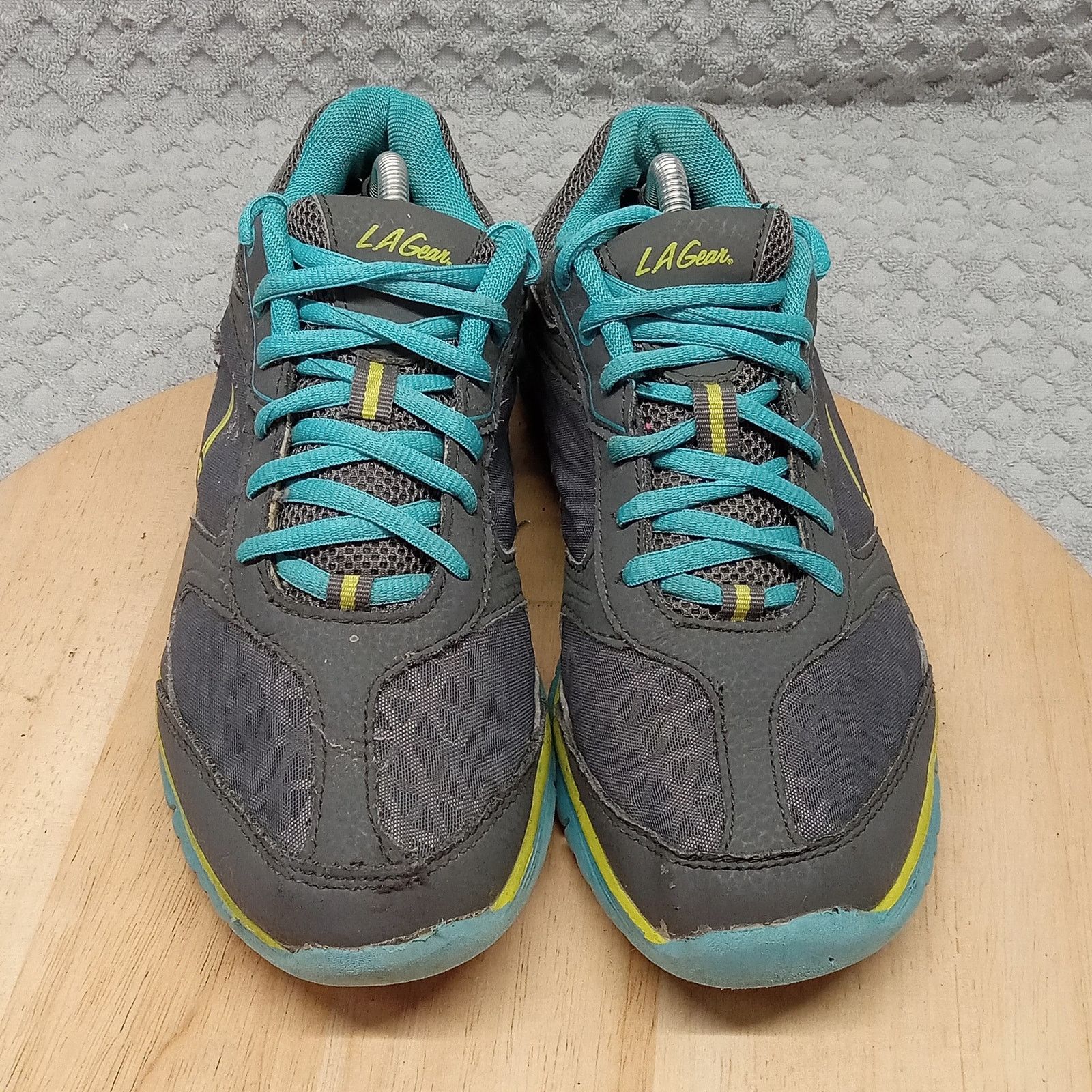 La Gear LA Gear Sneakers 8 Leather Uppers Shannon Blue Neon Yellow Size US 8 / IT 38 - 2 Thumbnail