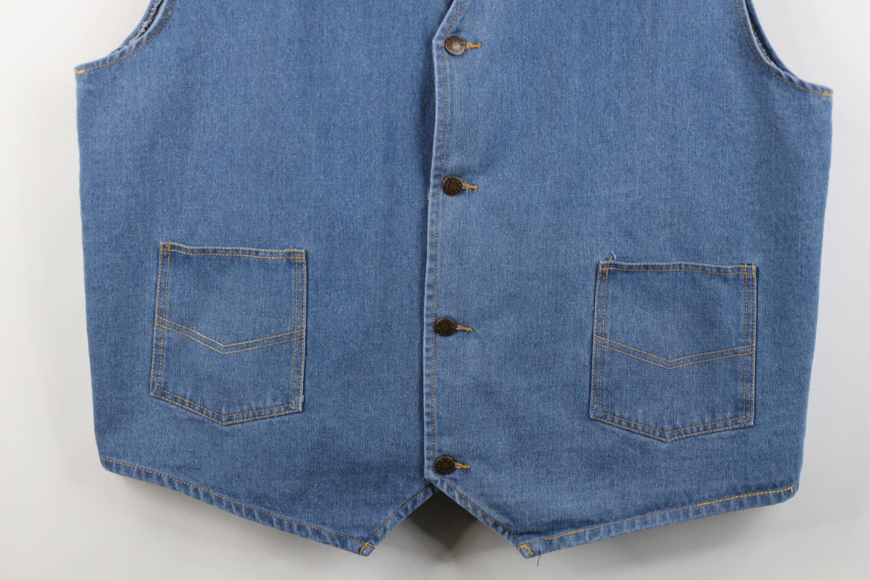 Vintage Vintage 90s Streetwear Western Cowboy Denim Jean Vest Jacket Size US XL / EU 56 / 4 - 3 Thumbnail