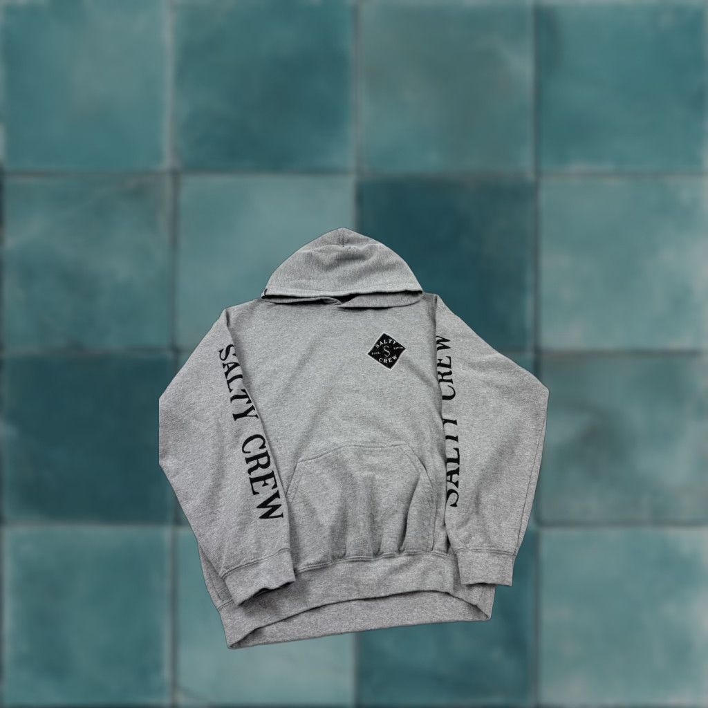 Vintage Salty Crew Hoodie Mens M Gray Pullover Graphic Print Sleeve Logo Hooded Sweatshirt Size US M / EU 48-50 / 2 - 1 Thumbnail