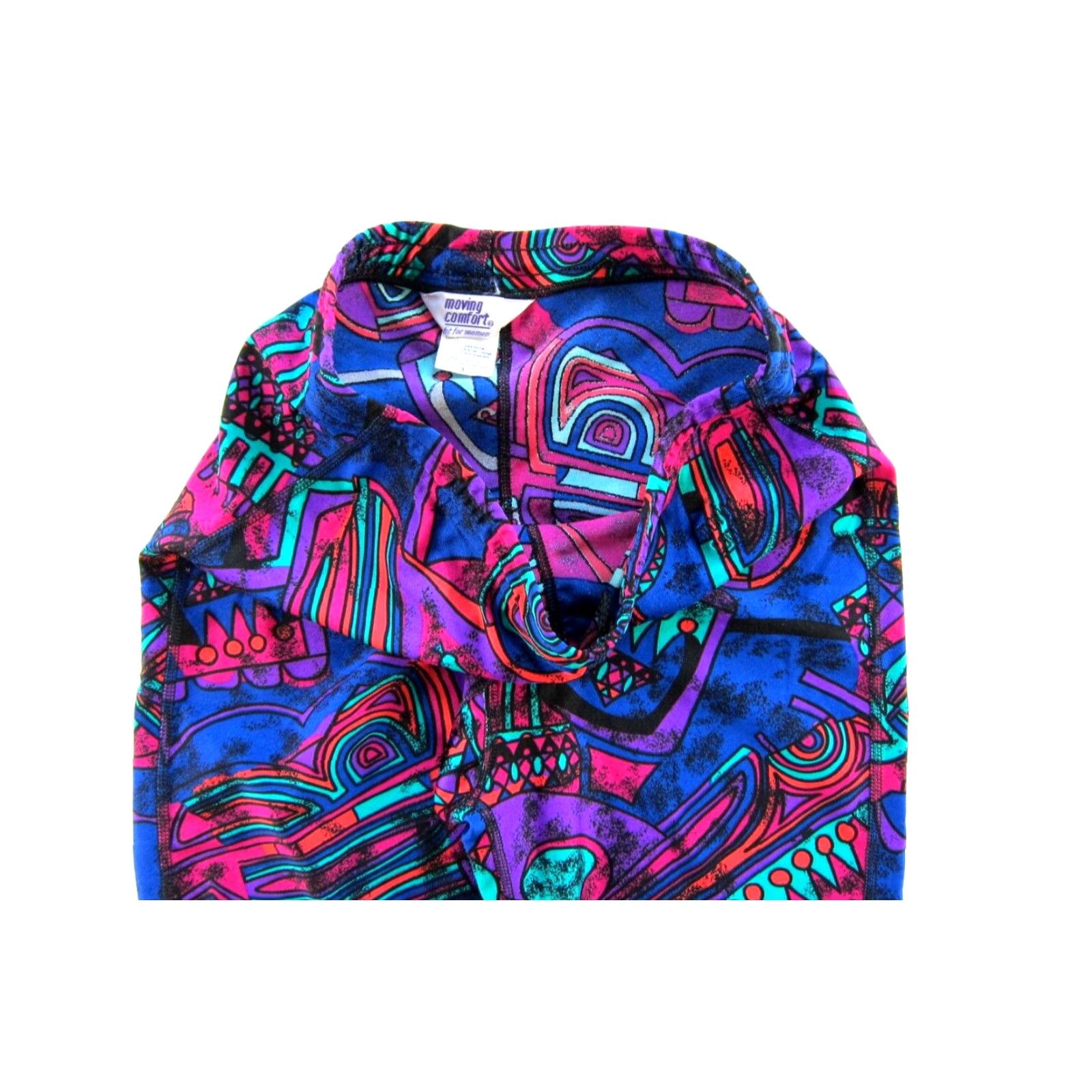 Pinko VINTAGE Moving Comfort Legging Women L Pink Purple Green Stretch Abstract Retro Geometric Activewear, Casual Womens Legging L Pink Retro Stretch Size 36" / US 14 / IT 50 - 4 Thumbnail