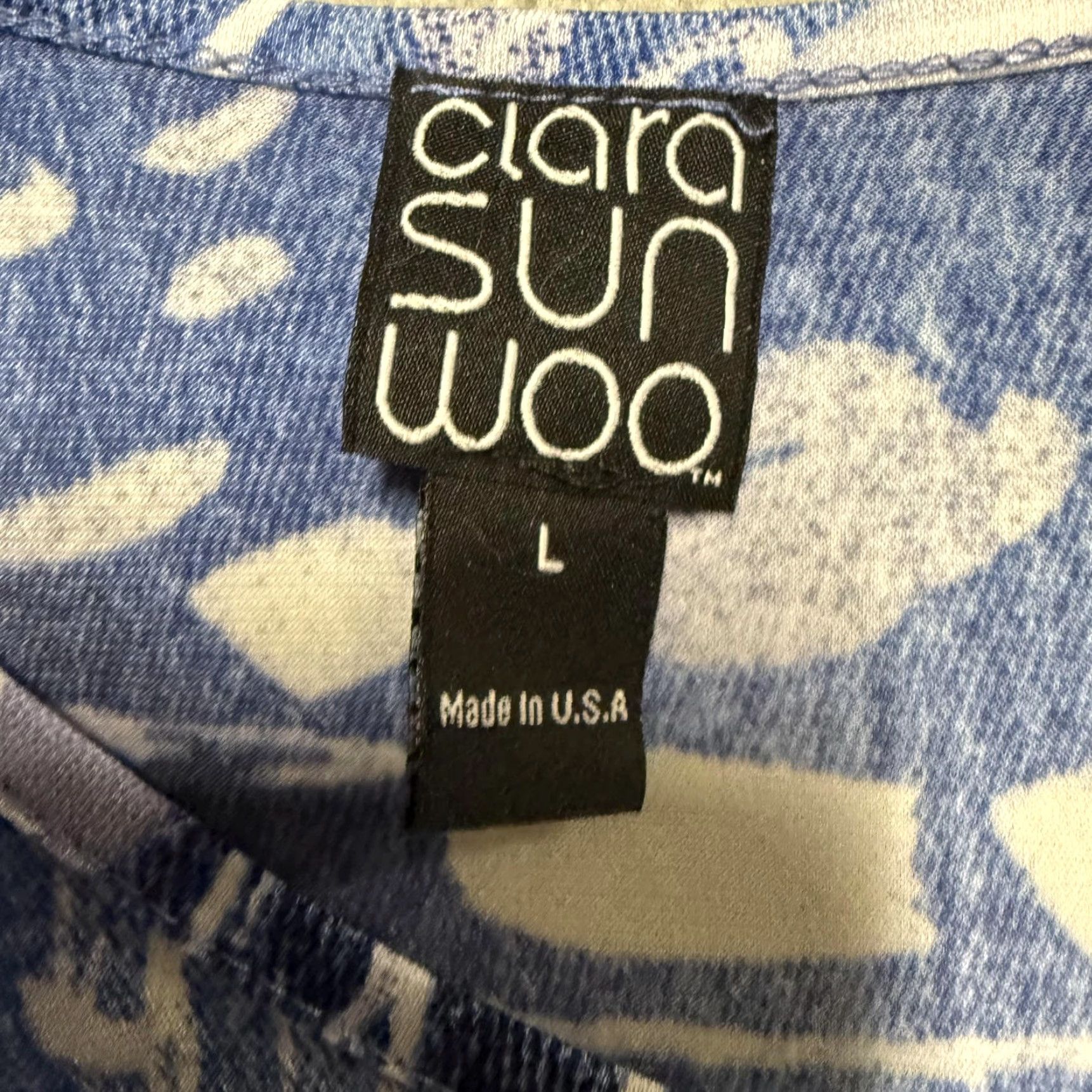 Vintage Clara Sun Woo Blouse Womens L Blue Floral 3/4 Sleeve Pop Over Top USA Size L / US 10 / IT 46 - 2 Thumbnail