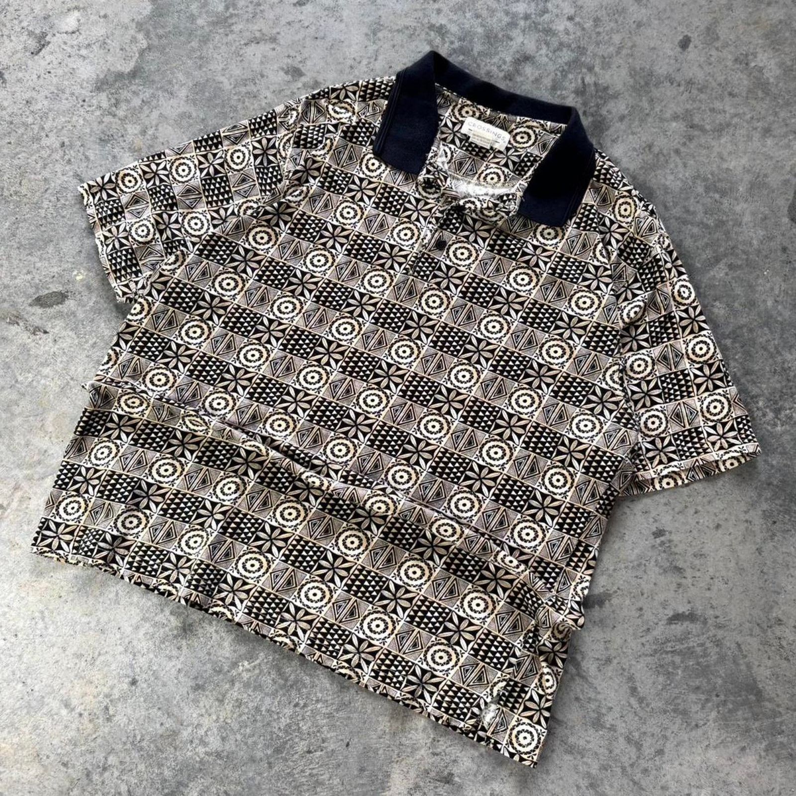 American Retro × Vintage Vintage 90s Patterned Polo Shirt Size US XL / EU 56 / 4 - 2 Thumbnail