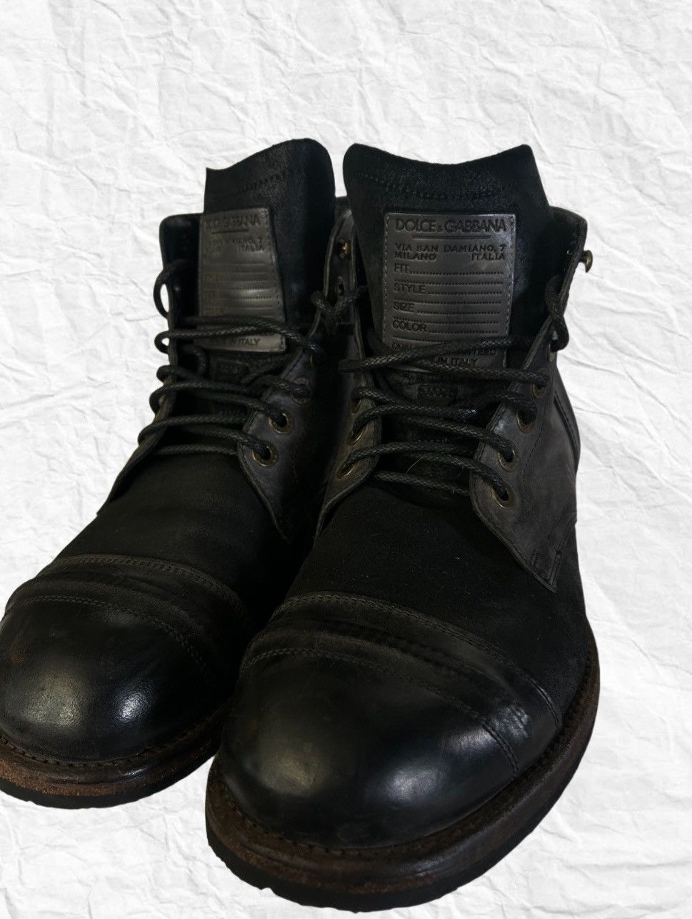 Dolce & Gabbana Dolce & Gabbana Black Leather Cap Toe Combat Boots Size US 9.5 / EU 42-43 - 2 Thumbnail