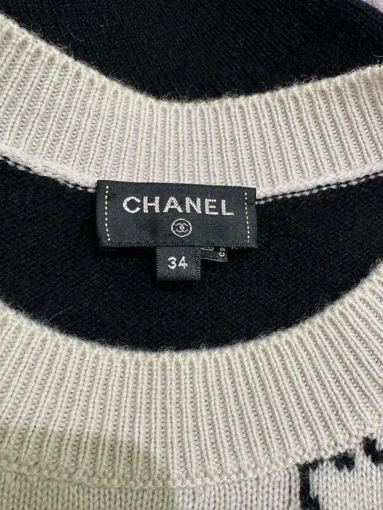 Chanel Chanel 22C black and white peace dove cashmere sweater Size XXS / US 00 / IT 34 - 6 Thumbnail