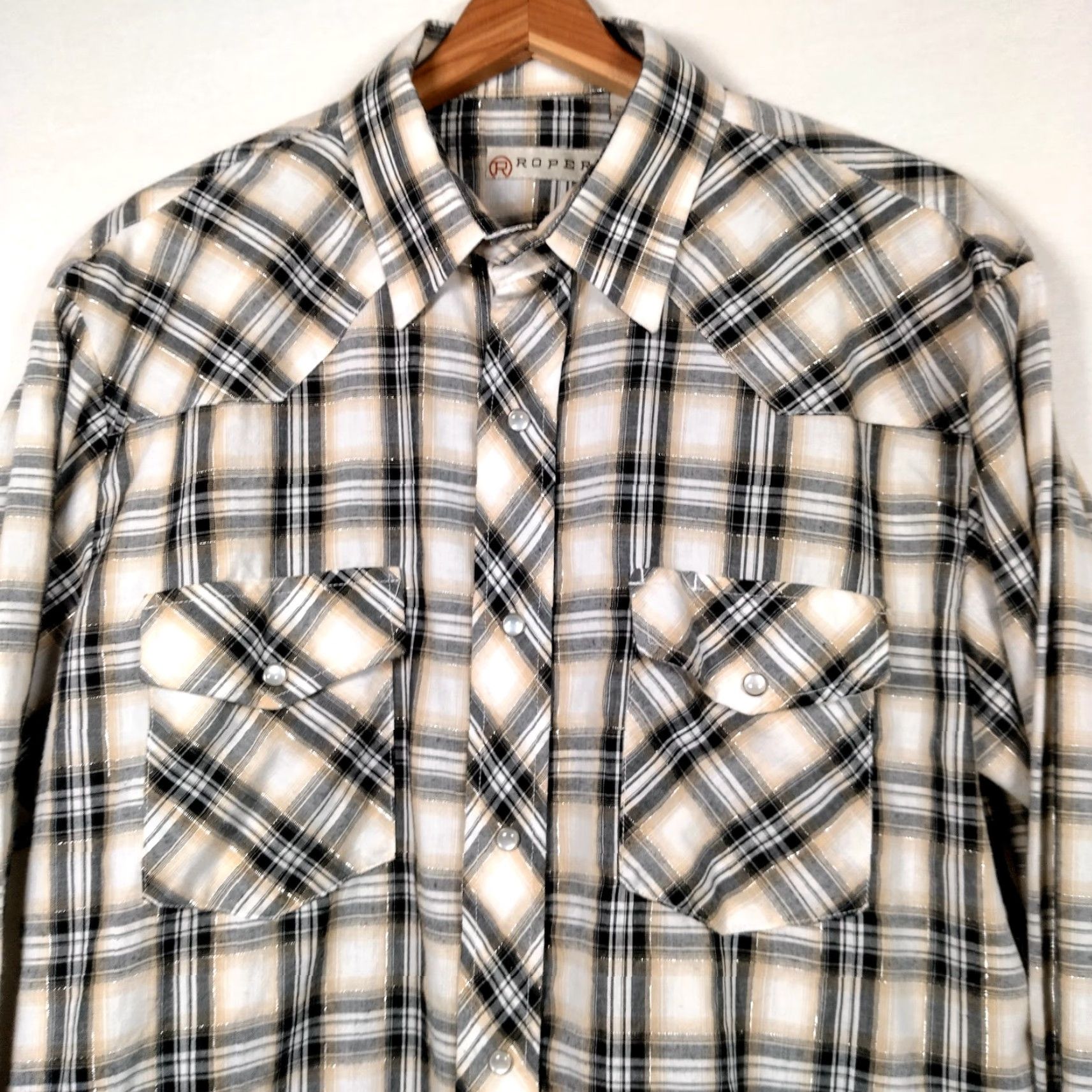 Roper Roper Western Shirt Men L Multicolor Plaid Snap Cowboy Rust Belted Metallic Accents Long Sleeve Button-Up Casual Workwear Filigreed? Size US L / EU 52-54 / 3 - 2 Thumbnail