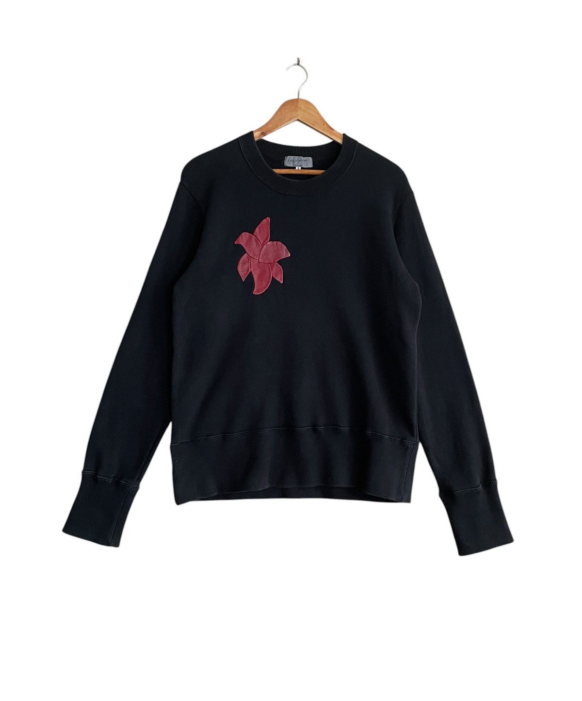 Yohji Yamamoto AW03 Yohji Yamamoto Pour Homme Leather Red Floral Sweatshirt Size US L / EU 52-54 / 3 - 1 Thumbnail