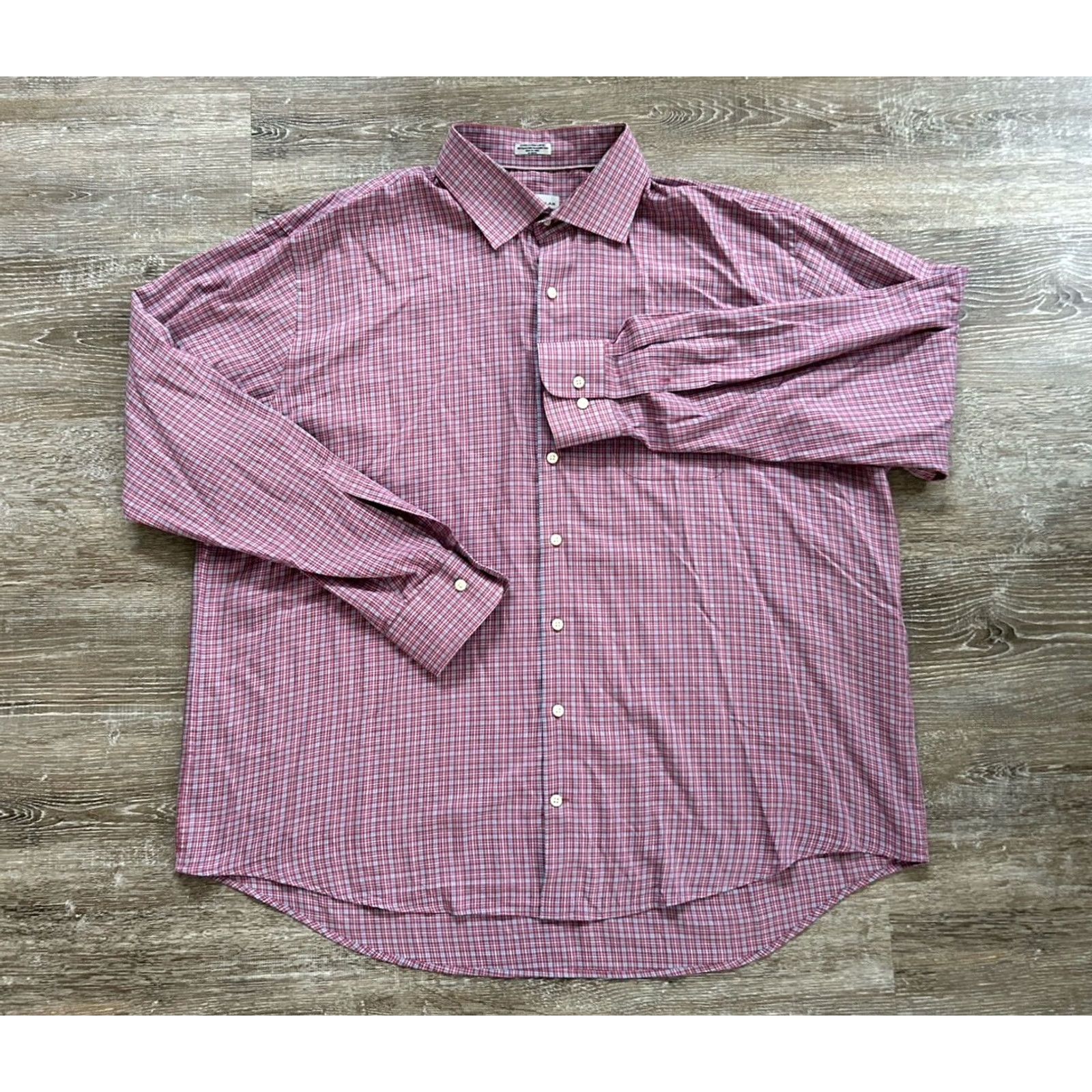 Peter Millar Peter Millar Button-Up Shirt Plaid Check Red 2XL Polyester Blend Long Sleeve Collared Button Front Size US XXL / EU 58 / 5 - 4 Thumbnail