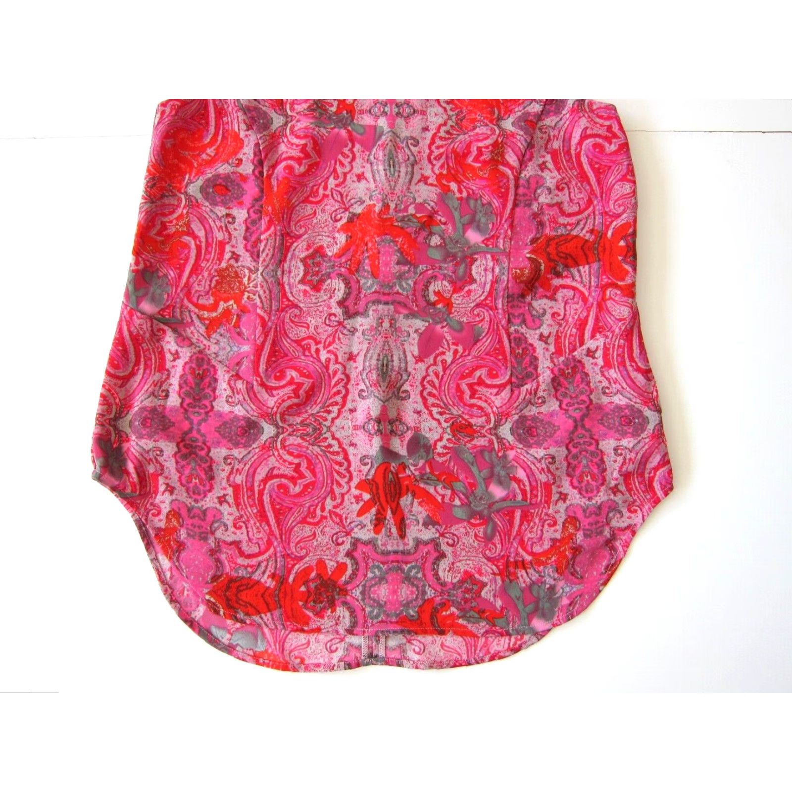 Vintage CAbi Neon Pink Orange Paisley Floral Sleeveless Tunic Tank Top Blouse Small Size S / US 4 / IT 40 - 8 Thumbnail