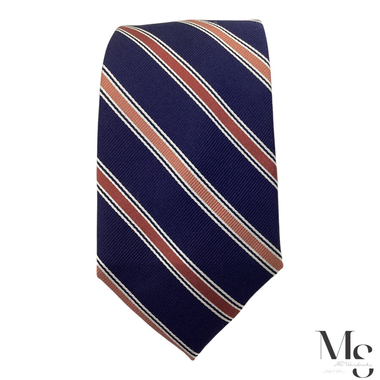 Jos. A. Bank $50 JOS. A. BANK Blue & Pink Striped Silk Luxury Designer Ti Size ONE SIZE - 3 Thumbnail