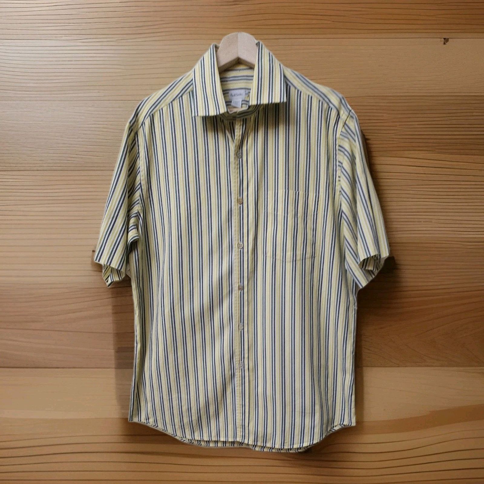 Paul Smith PAUL SMITH Mens Shirt Striped Short Sleeve Cotton Italy 16.5 Size US M / EU 48-50 / 2 - 2 Thumbnail