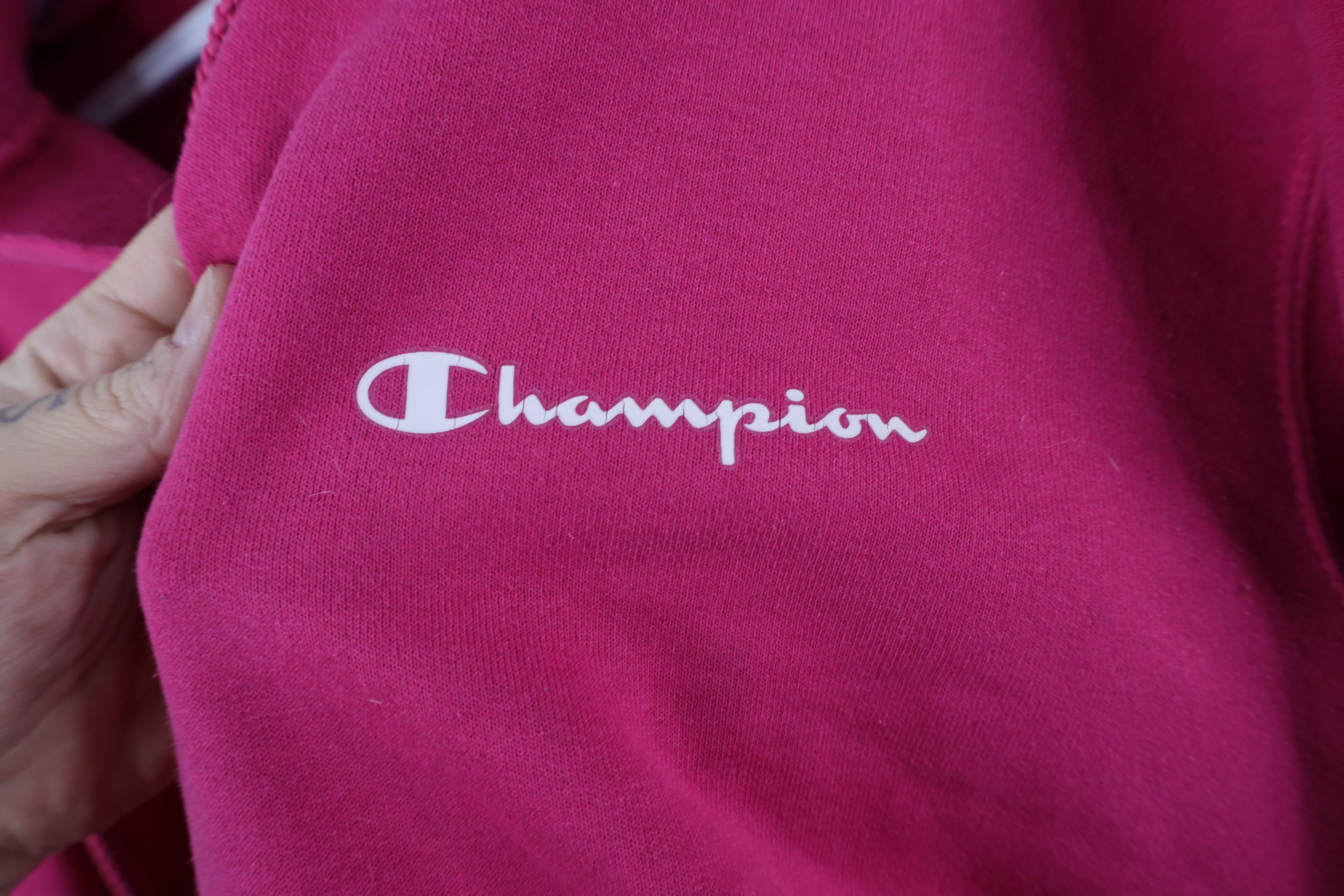 Champion × Vintage Vintage 90s Champion Spell Out Hoodie Sweatshirt Pink Size US L / EU 52-54 / 3 - 5 Thumbnail
