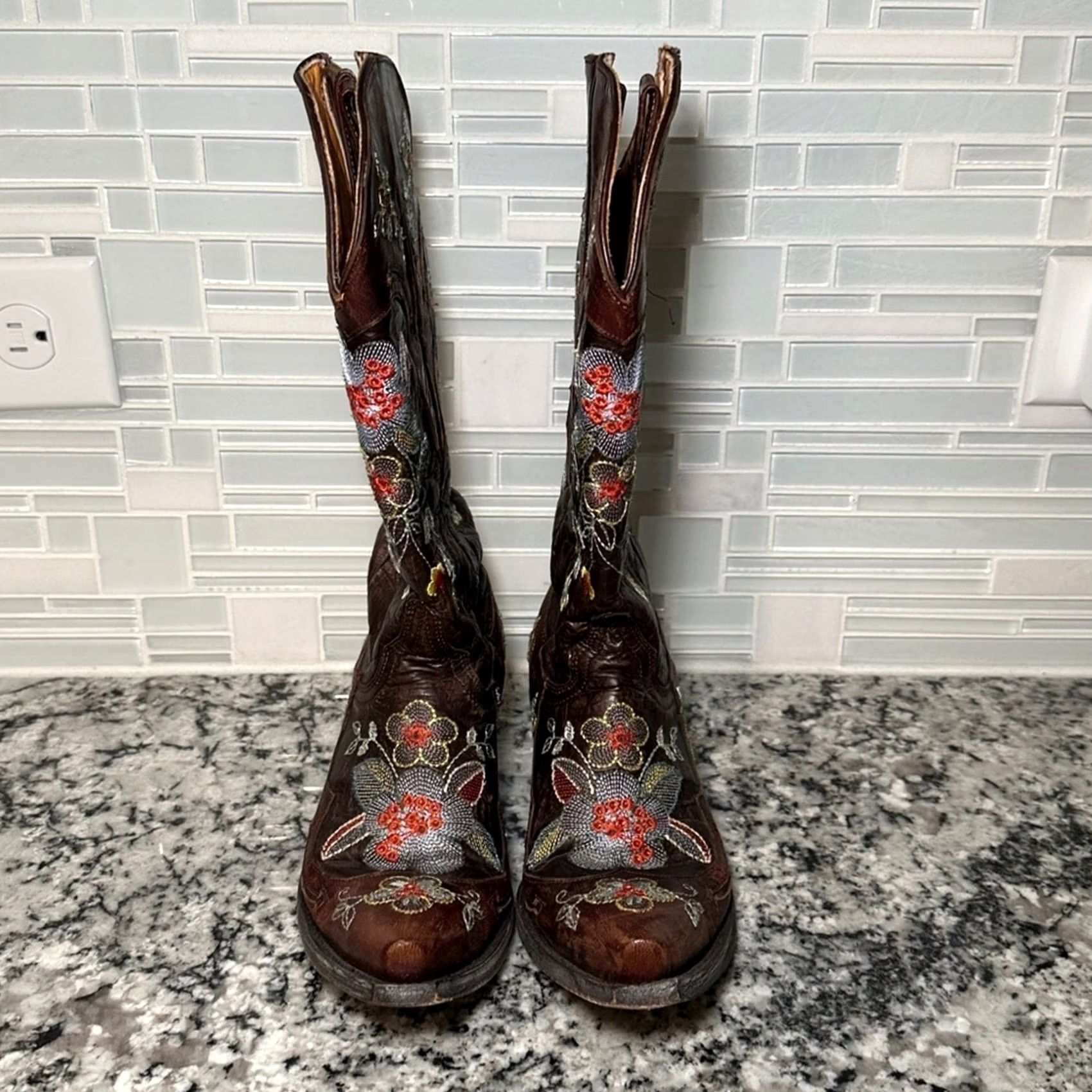 Old Gringo VINTAGE Old Gringo Bonnie Floral Embroidered Cowboy Western Boots Women 7 B Brown Leather Western 90s Ladies Mens? Size US 7 / IT 37 - 3 Thumbnail