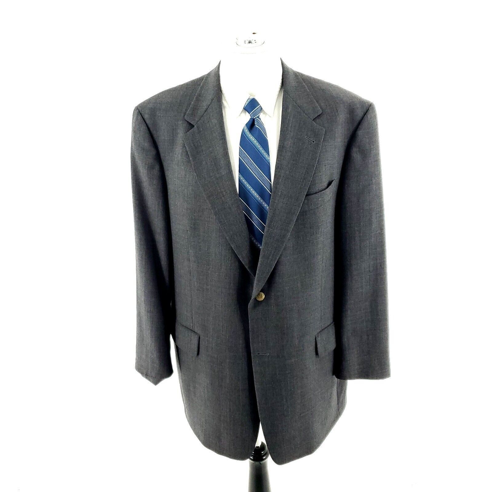 Hart Schaffner Marx Hart Schaffner Marx Comfort Plus Wool 2 Gold Button Blazer 4 Size 46L - 4 Thumbnail
