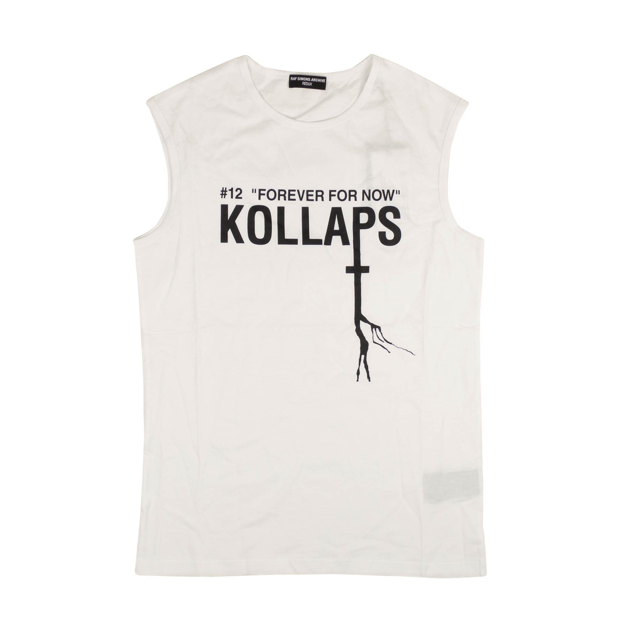 Pre-owned Raf Simons White Sleeveless Slim Fit Kollaps Print Tank Top Size Xl In Multicolor