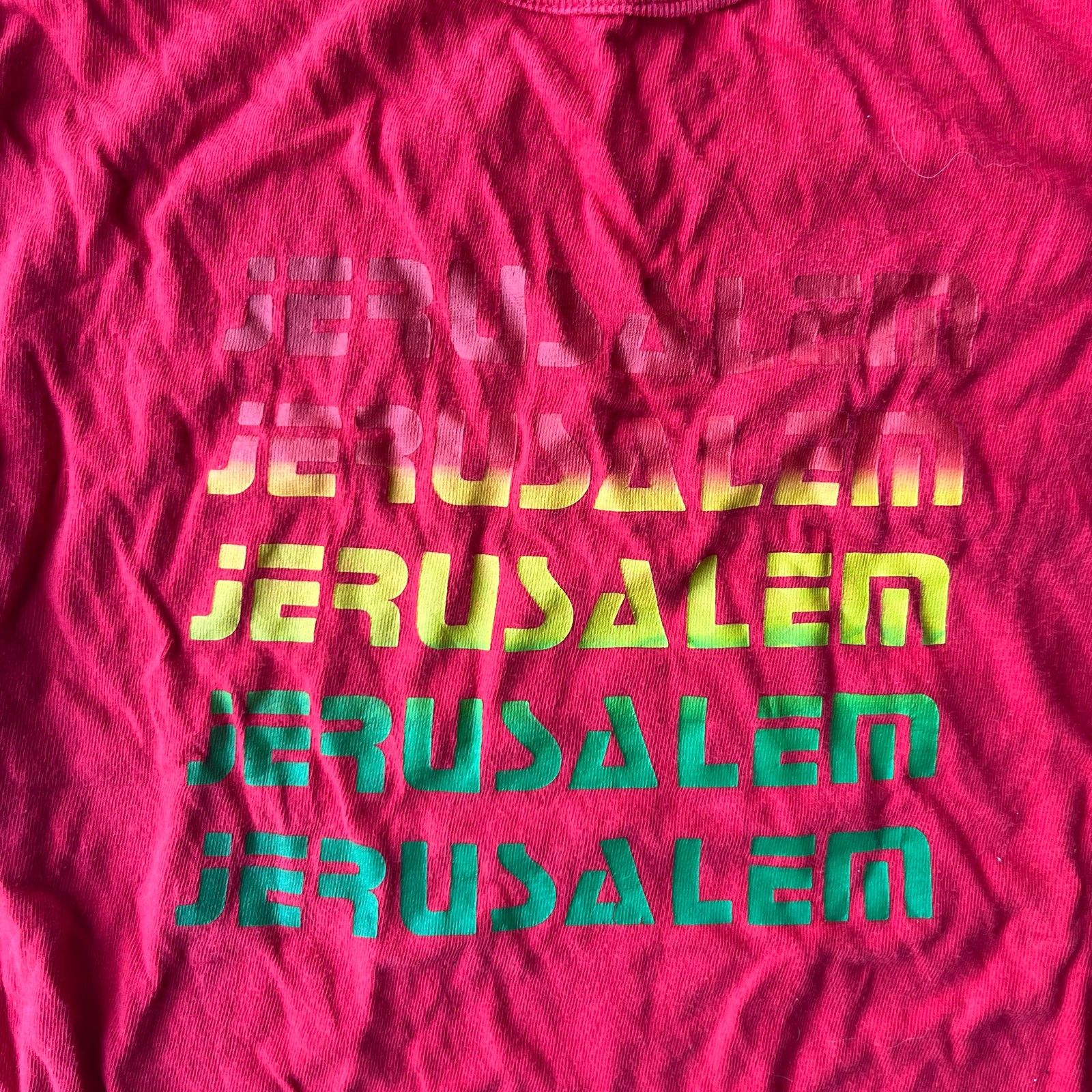 Vintage VINTAGE 80S JERUSALEM SHIRT CITY NOVELTY RED MEDIUM Size US M / EU 48-50 / 2 - 2 Thumbnail