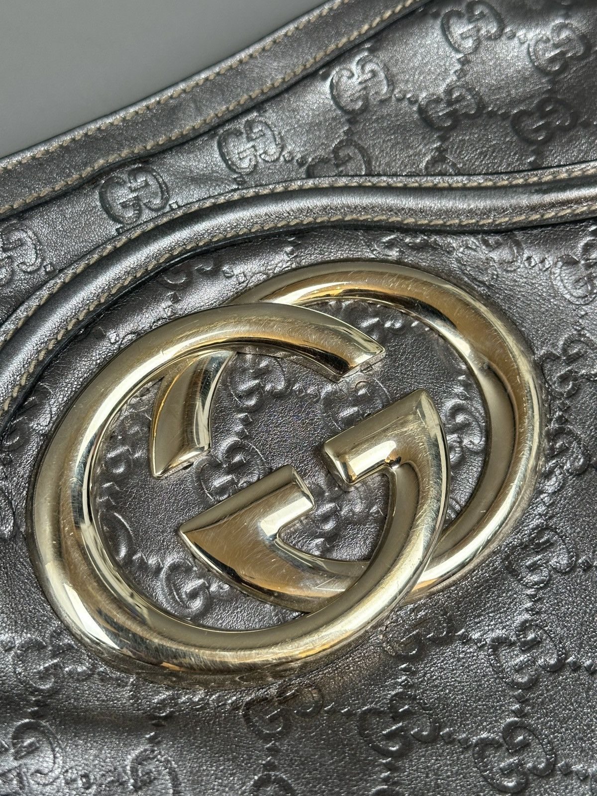 Gucci Gucci - Britt Metallic Silver - Guccissima Shoulder Bag Size ONE SIZE - 4 Thumbnail