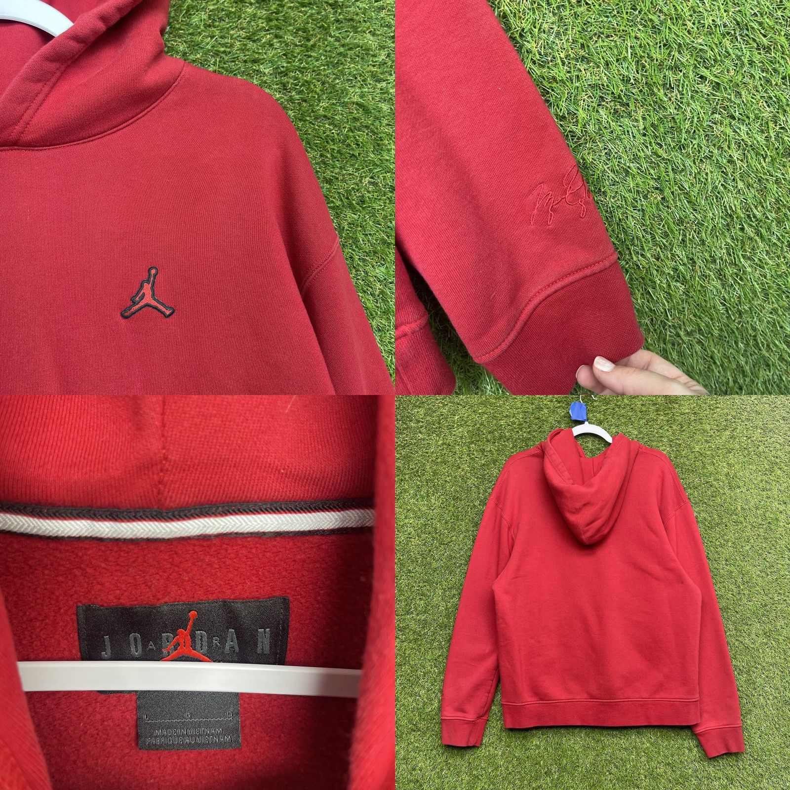 Jordan Brand Air Jordan Hoodie Mens Large Red Fleece Hooded Sweatshirt Jumpman Logo Flight Size US L / EU 52-54 / 3 - 8 Thumbnail
