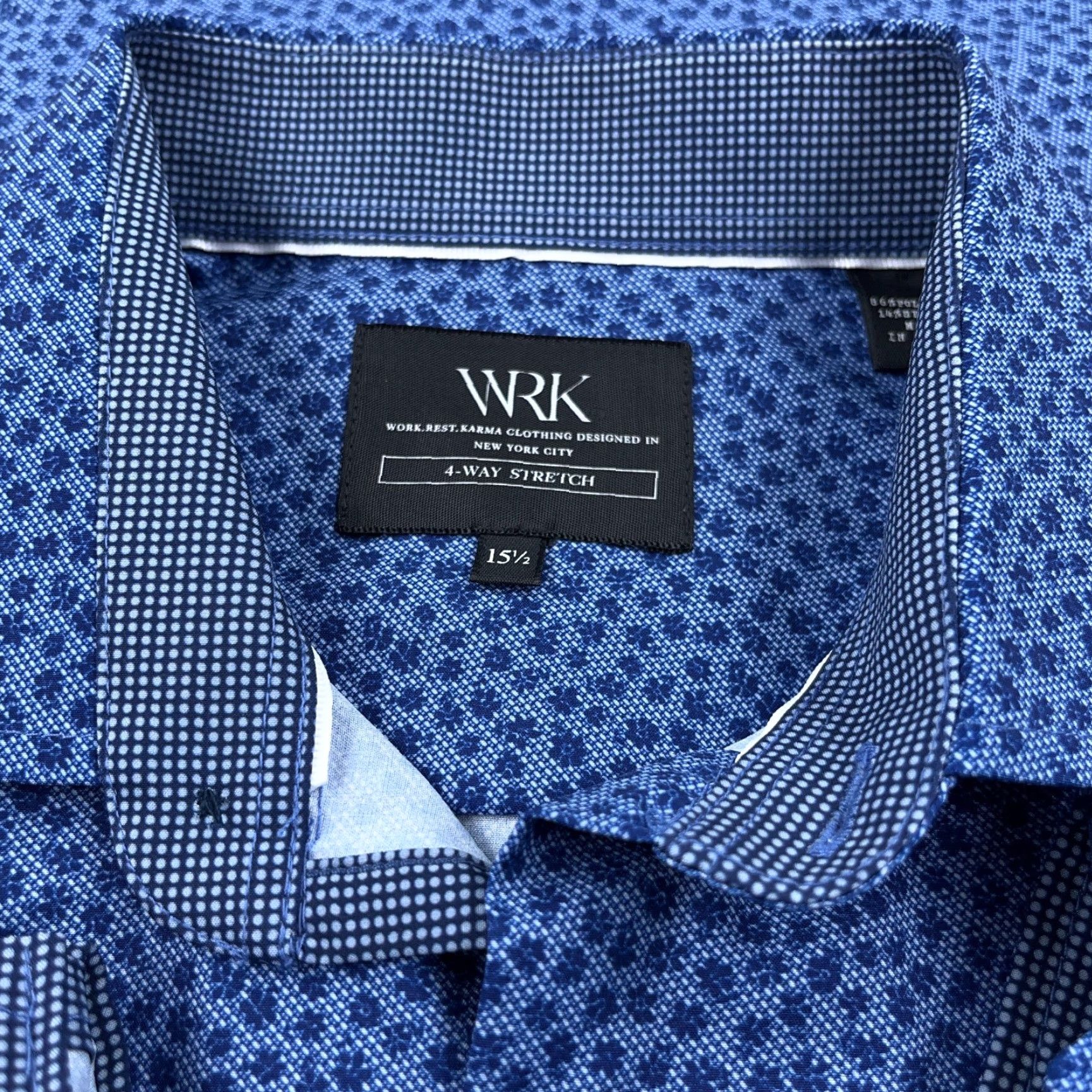 Vintage WRK Shirt Men 15.5 Medium Blue Floral Button Up Performance Flip Cuff Size US L / EU 52-54 / 3 - 7 Thumbnail