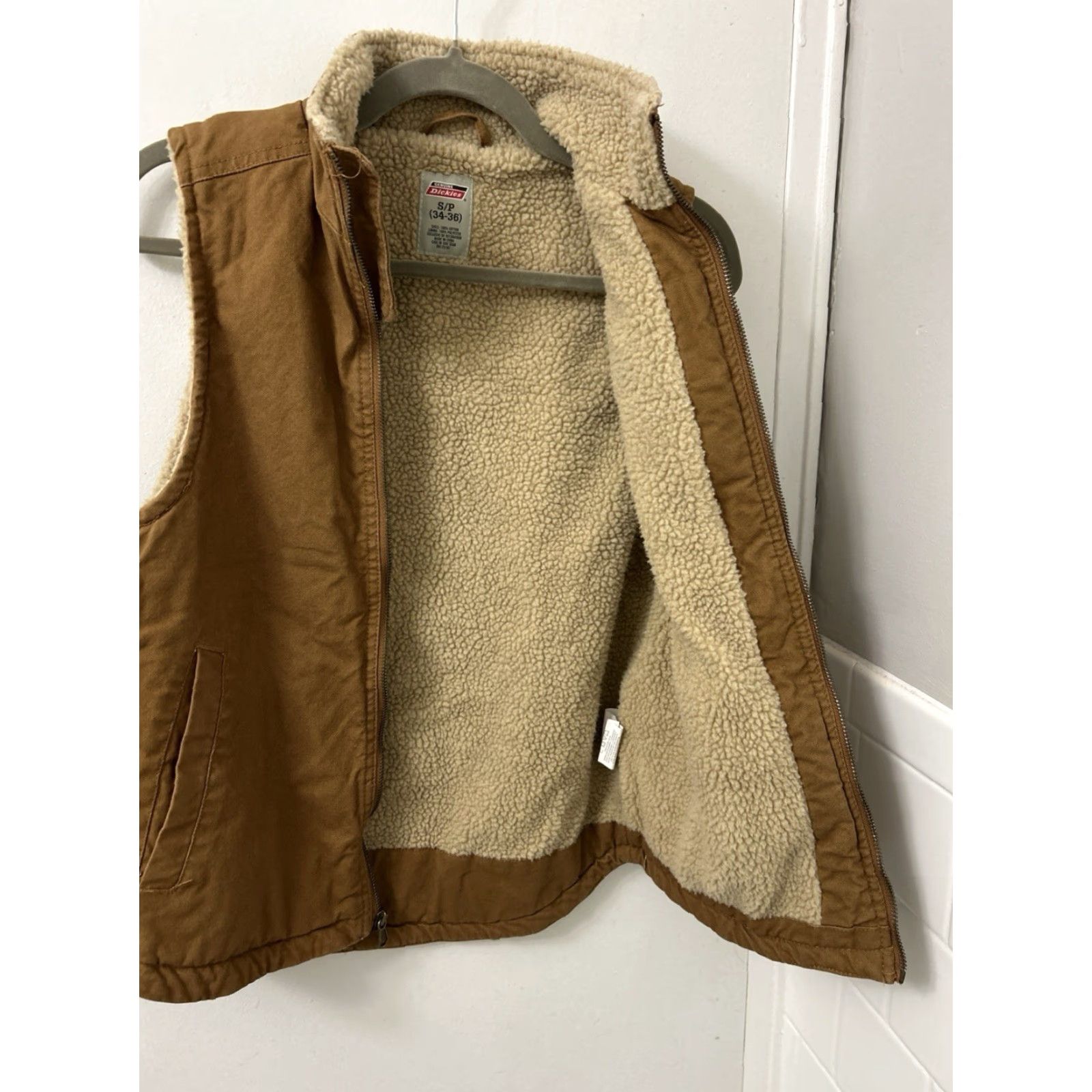 Dickies Dickies Vest Mens Small Brown Duck Canvas Full Zip Pockets Sherpa Lined Workwear Jacket/Coat Size US S / EU 44-46 / 1 - 7 Thumbnail