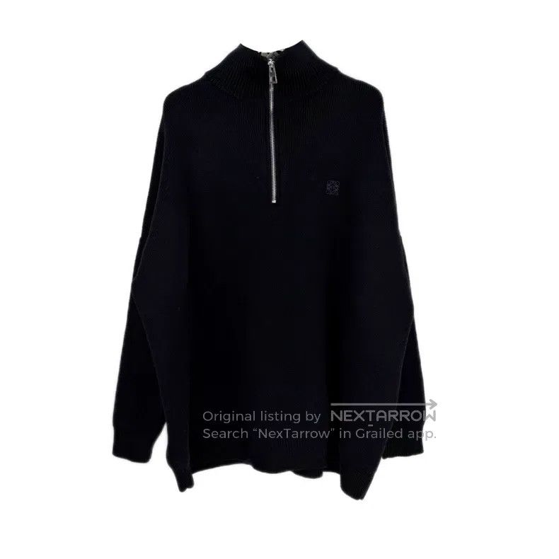 Loewe Loewe Black embroidered logo wool sweater Size L / US 10 / IT 46 - 1 Thumbnail