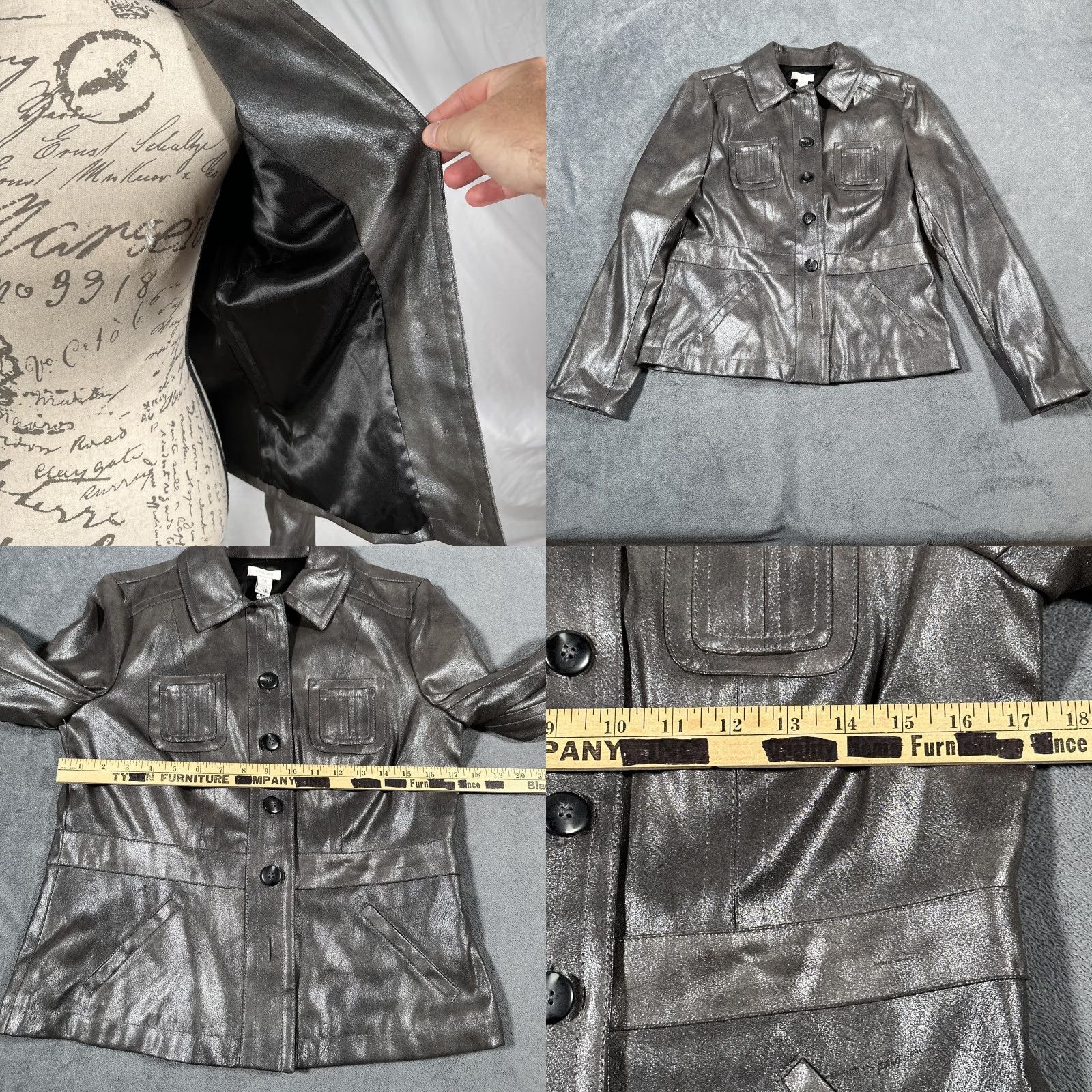 Vintage Chico's Jacket Womens 0 Silver Braided Shine Cammi Button Up Pockets NWT Jacket Womens 0 Silver Braided Shine Cammi NWT Size XS / US 0-2 / IT 36-38 - 8 Thumbnail