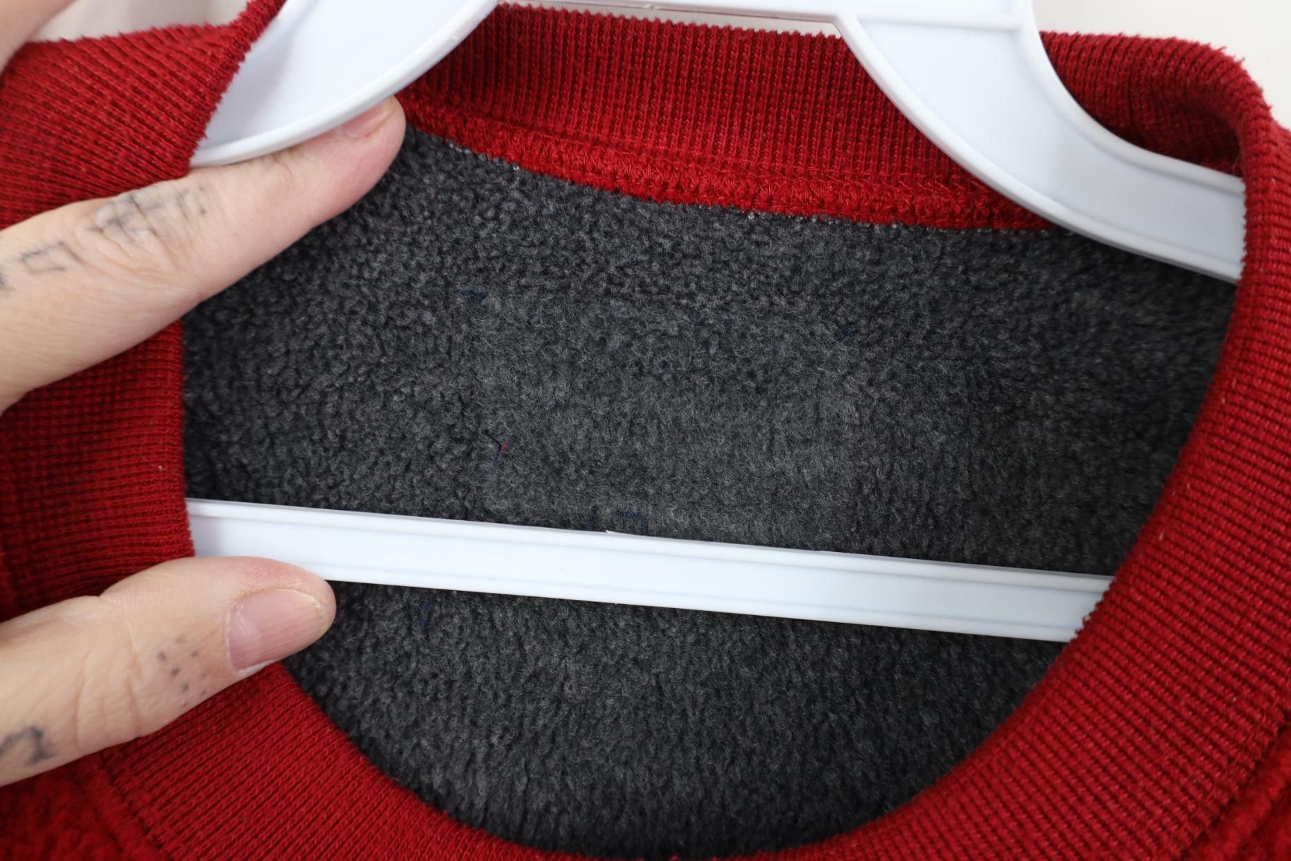 Vintage Vintage 90s Streetwear Blank Fleece Crewneck Sweater Red Size US XXL / EU 58 / 5 - 4 Thumbnail