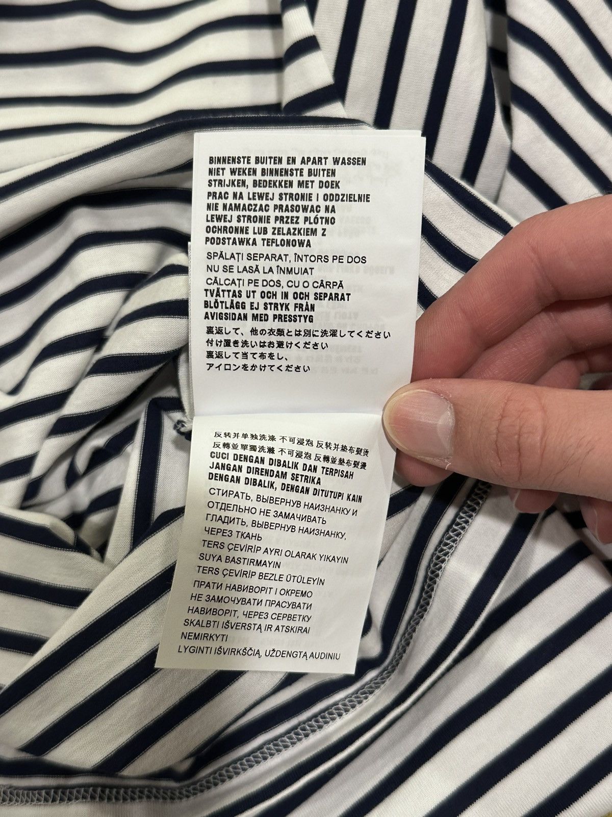 Prada Prada Striped Navy White Cotton Pocket Triangle Logo T-Shirt Size US XXL / EU 58 / 5 - 16 Thumbnail