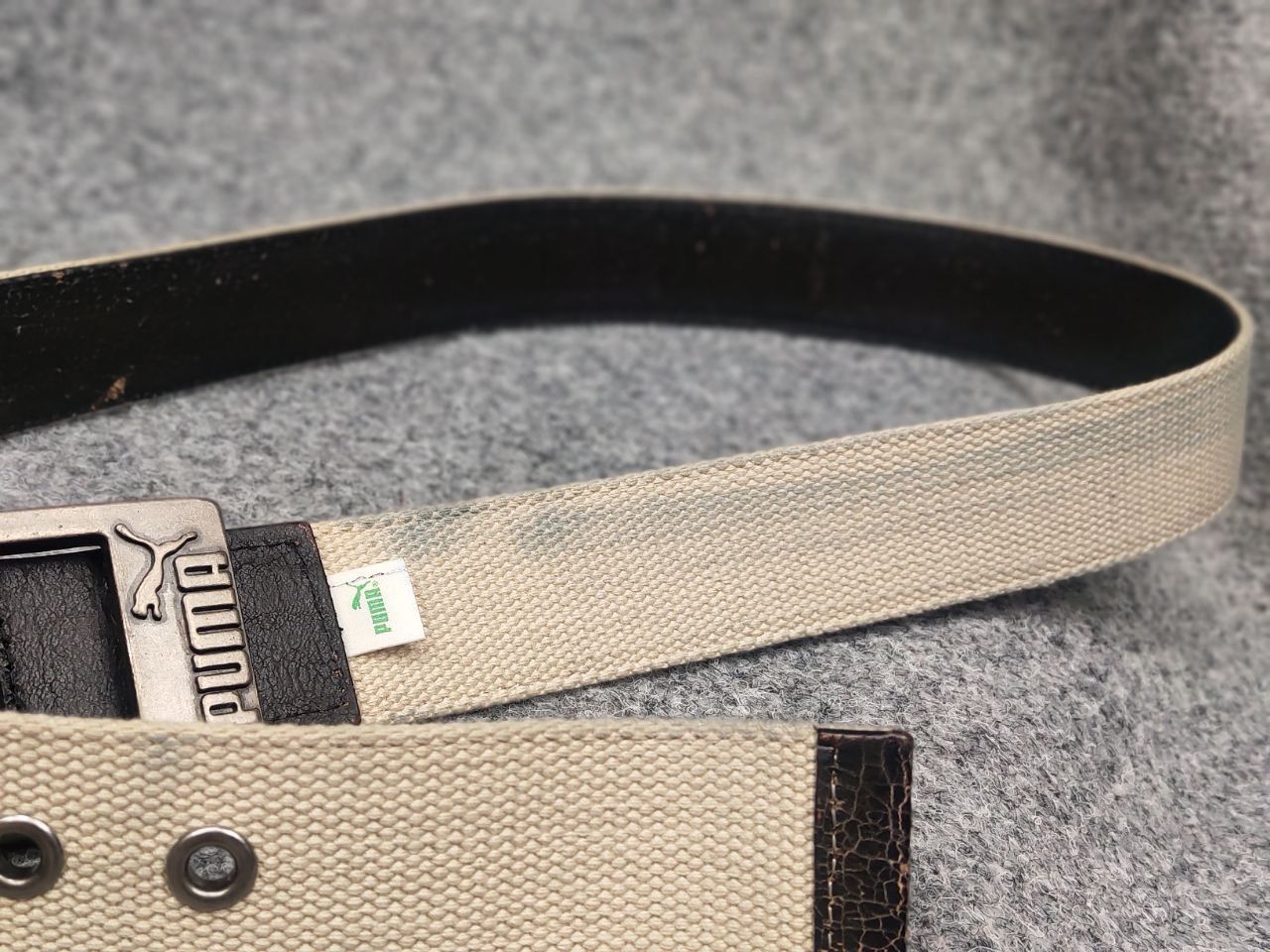 Puma Vintage Puma Logo Dark Brown Canvas Belt Y2K Style Size ONE SIZE - 10 Thumbnail