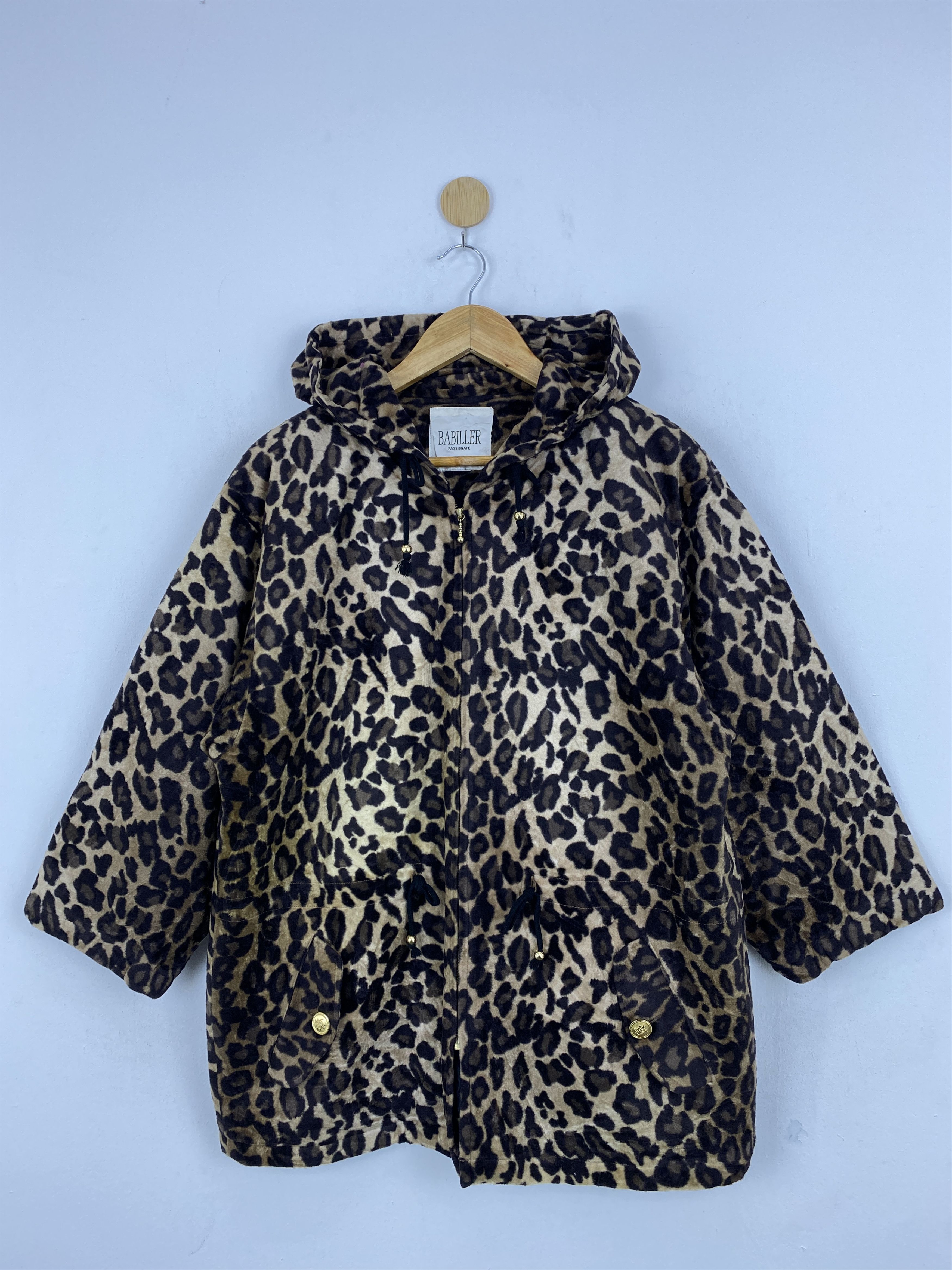 Japanese Brand Vtg Japanese Brand Leopard Print Hooded Wool Jacket JA0051 Size US S / EU 44-46 / 1 - 1 Thumbnail