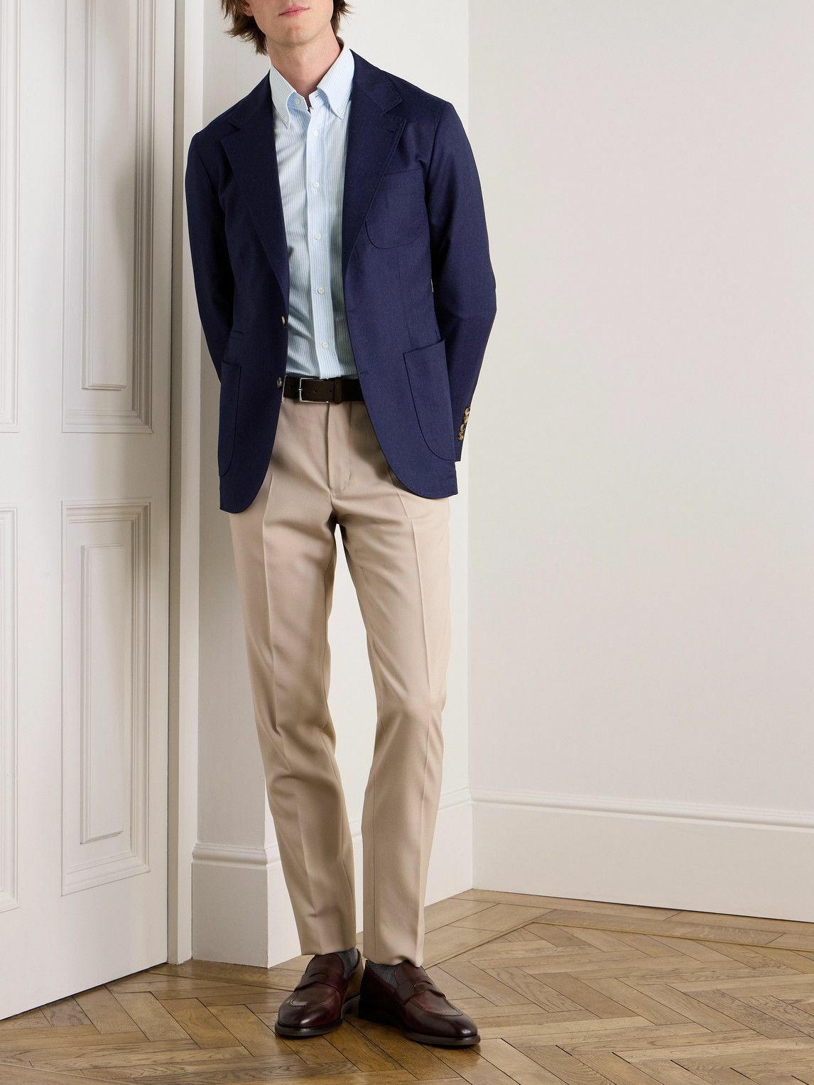 Brunello Cucinelli o1gr1nt0525 Striped Button up Shirt in Blue Size ONE SIZE - 2 Thumbnail