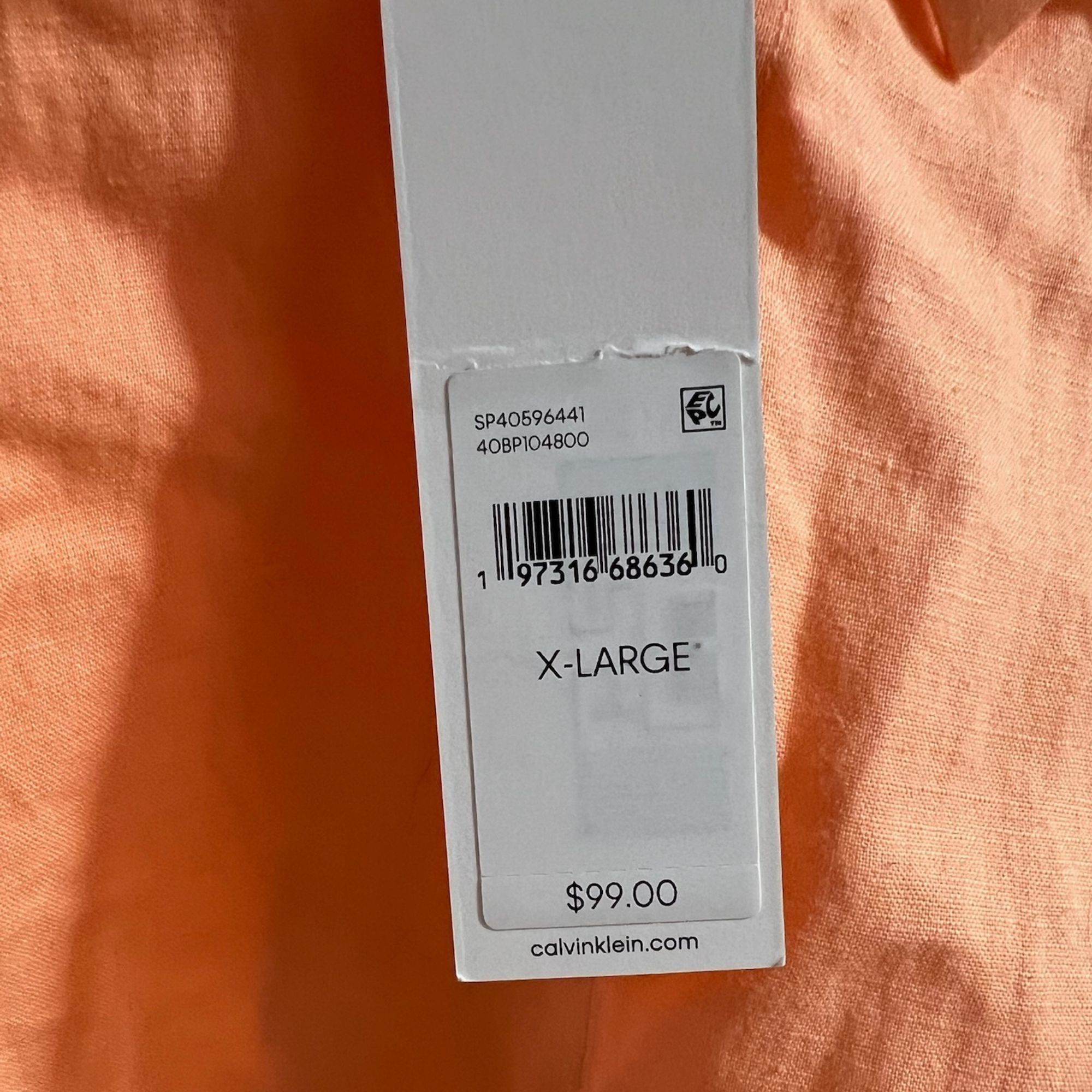 Calvin Klein Calvin Klein Mens XL Classic Fit Button Shirt Orange Made In Size US XL / EU 56 / 4 - 3 Thumbnail