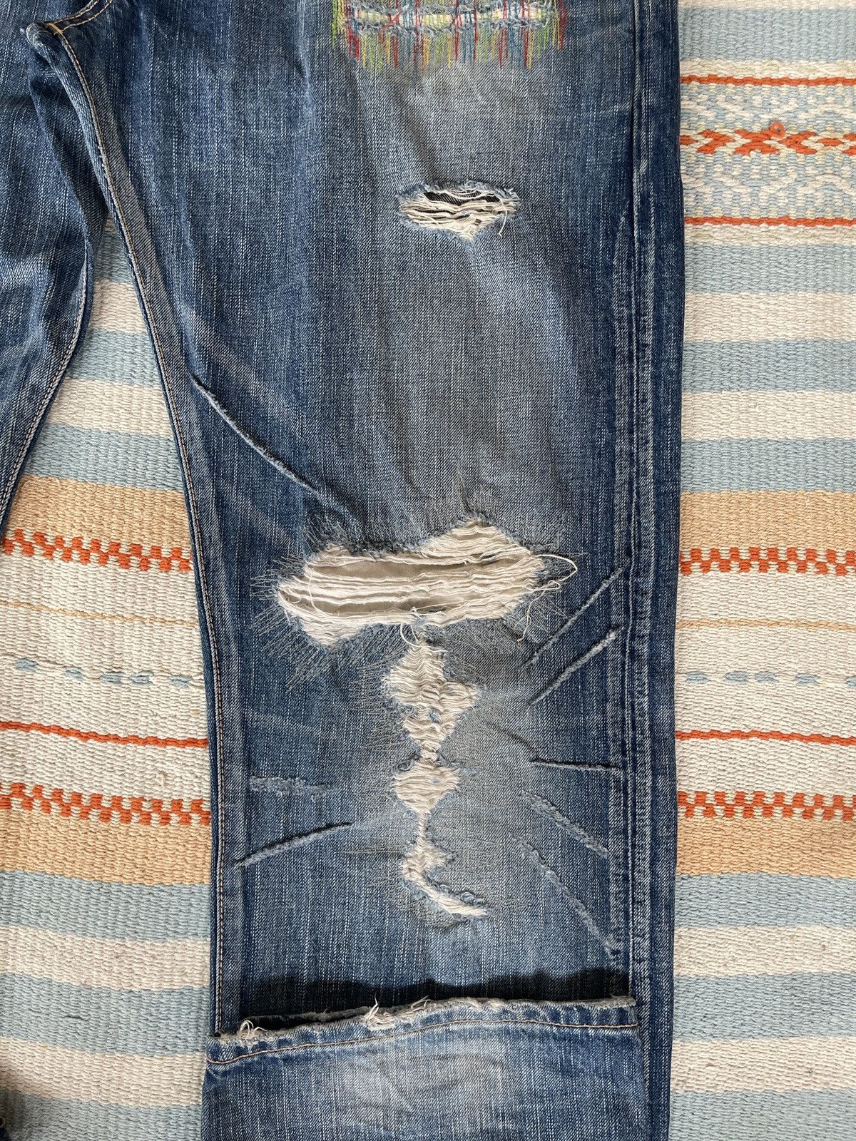 Edwin Vintage 90s🔥EDWIN✖️MURDER Squared🔥EMBROIDERY Distressed Denim Size US 38 / EU 54 - 8 Thumbnail