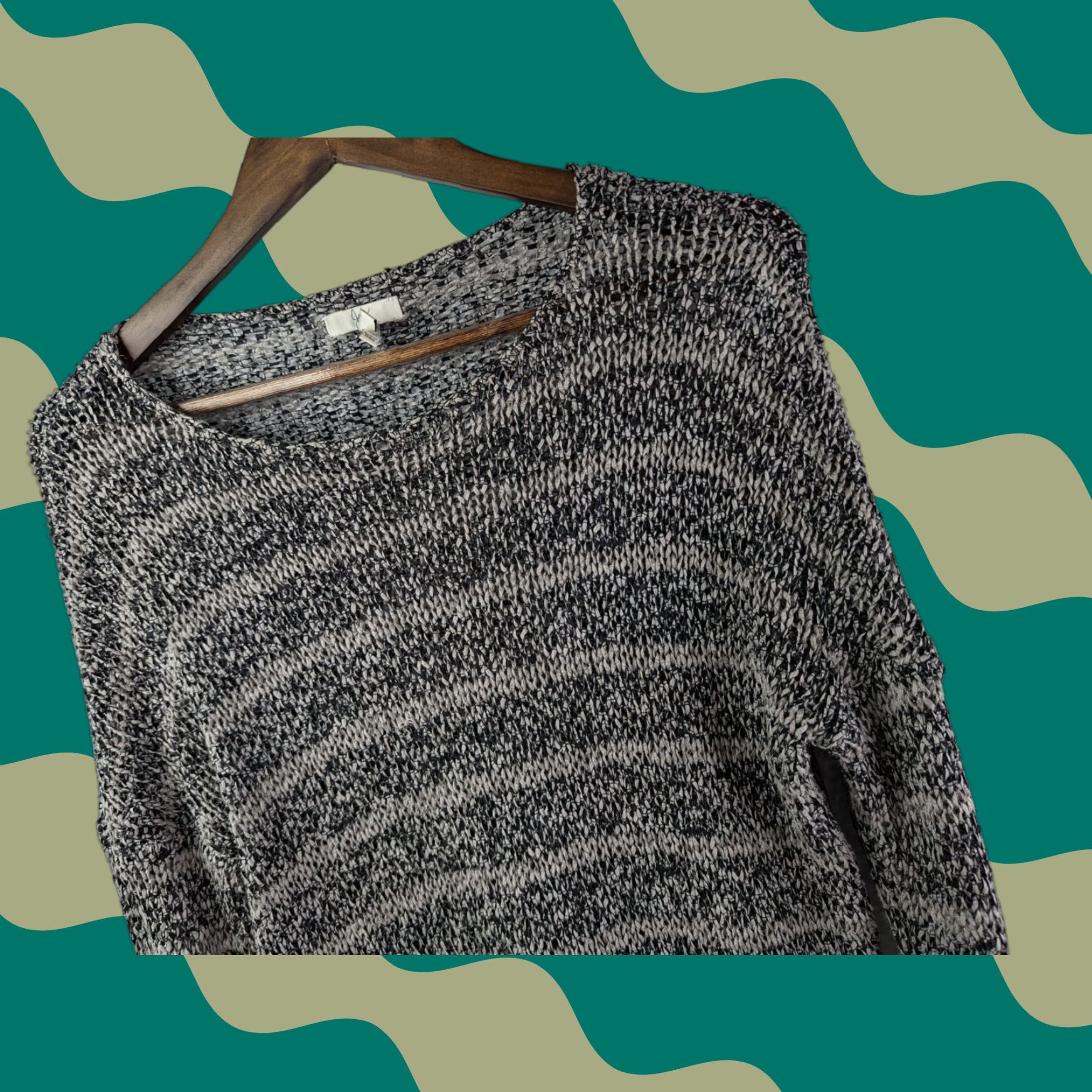 Joie JOIE Gray Striped Long Sleeve Open-Knit Pullover Sweater M Shirt/Top Women Knit Cotton Blend Regular U61-7987 Size M / US 6-8 / IT 42-44 - 1 Thumbnail