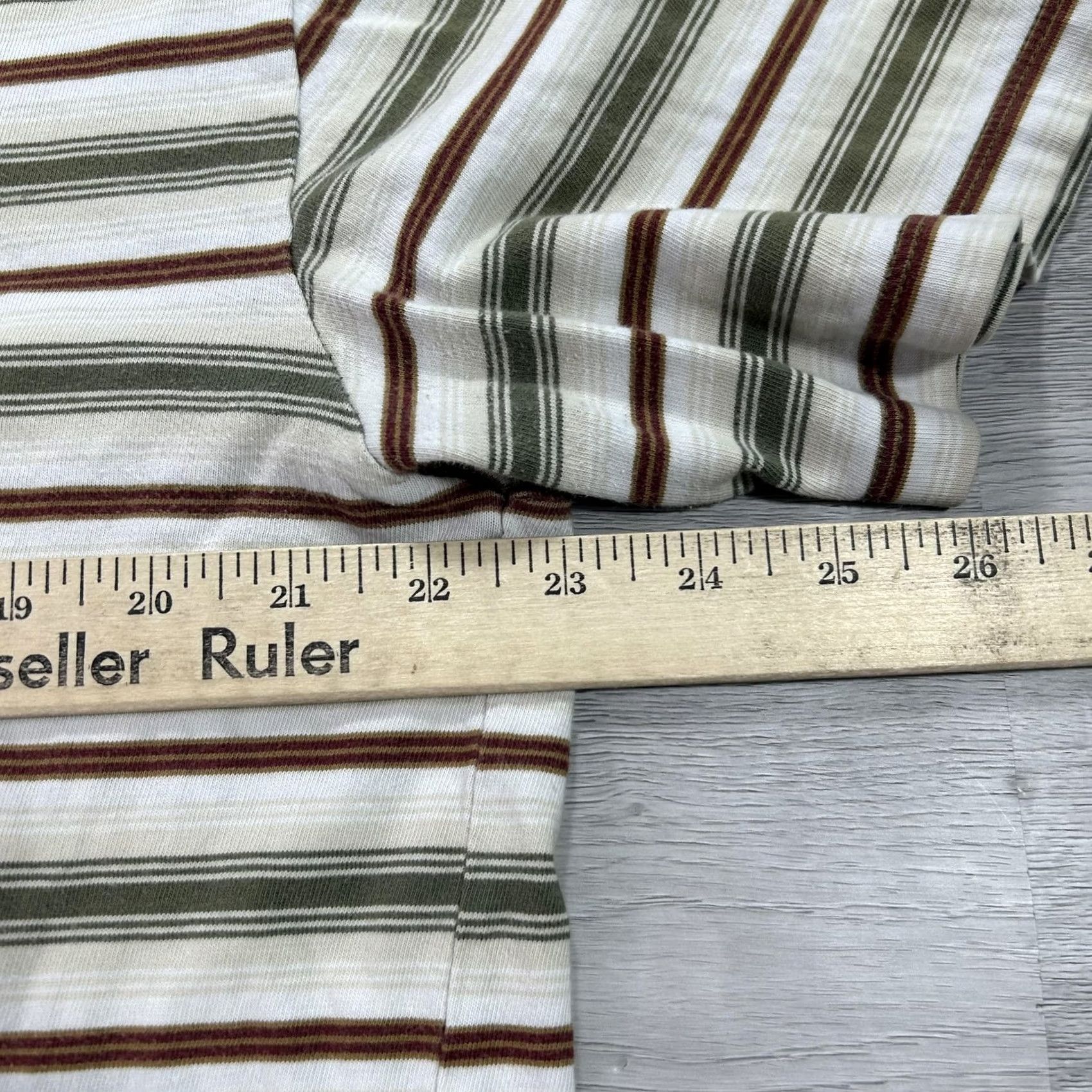 The Hundreds The Hundreds Shirt Mens Large White Green Brown Striped Logo Crewn Tee Size US L / EU 52-54 / 3 - 7 Thumbnail