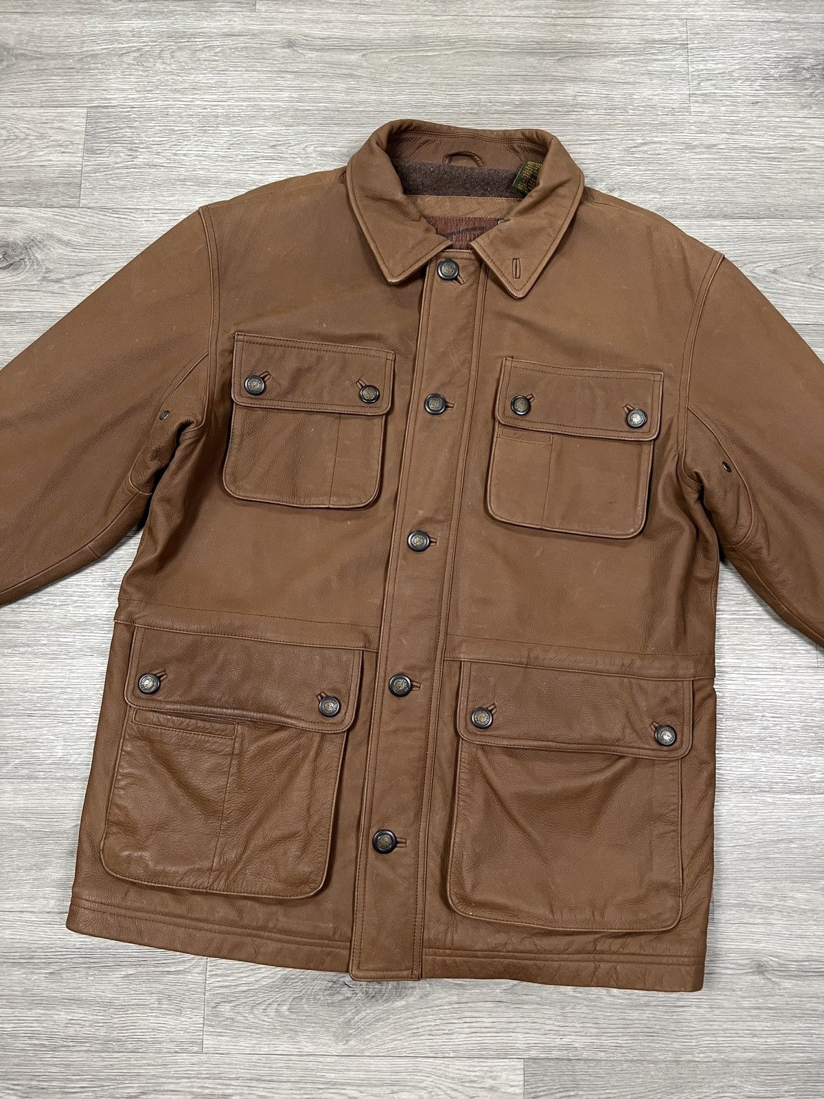 Timberland Vintage Timberland Leather Barn Jacket Brown Multi-Pocket Size US S / EU 44-46 / 1 - 2 Thumbnail