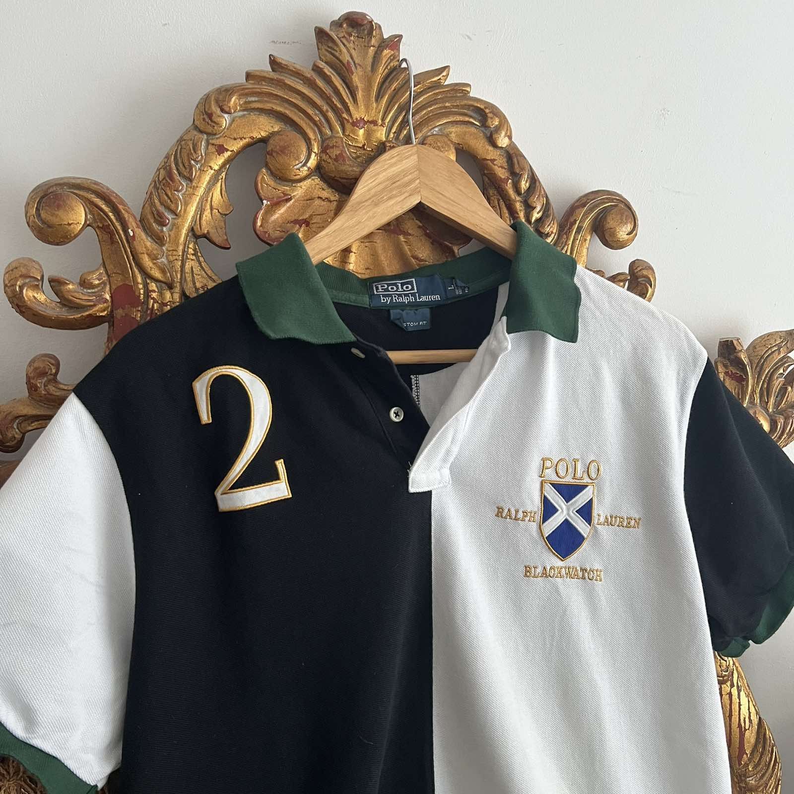 Polo Ralph Lauren × Vintage Vintage 90s Polo Ralph Lauren Blackwatch Polo Tshirt Size US L / EU 52-54 / 3 - 3 Thumbnail