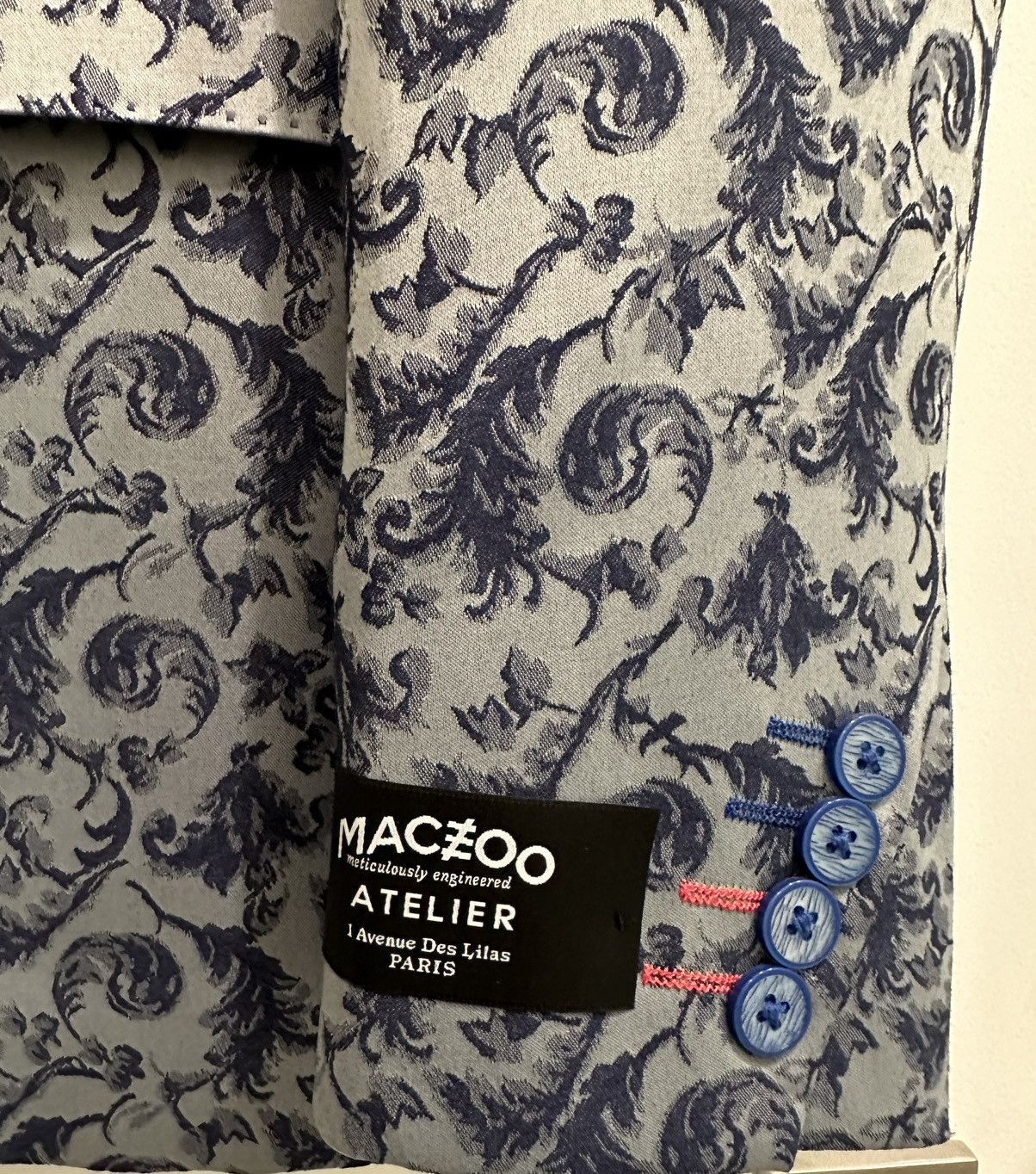Maceoo MACEOO Paris Men’s Descartes Swirl Blue Blazer Size 40/3 NWT Size 40R - 6 Thumbnail