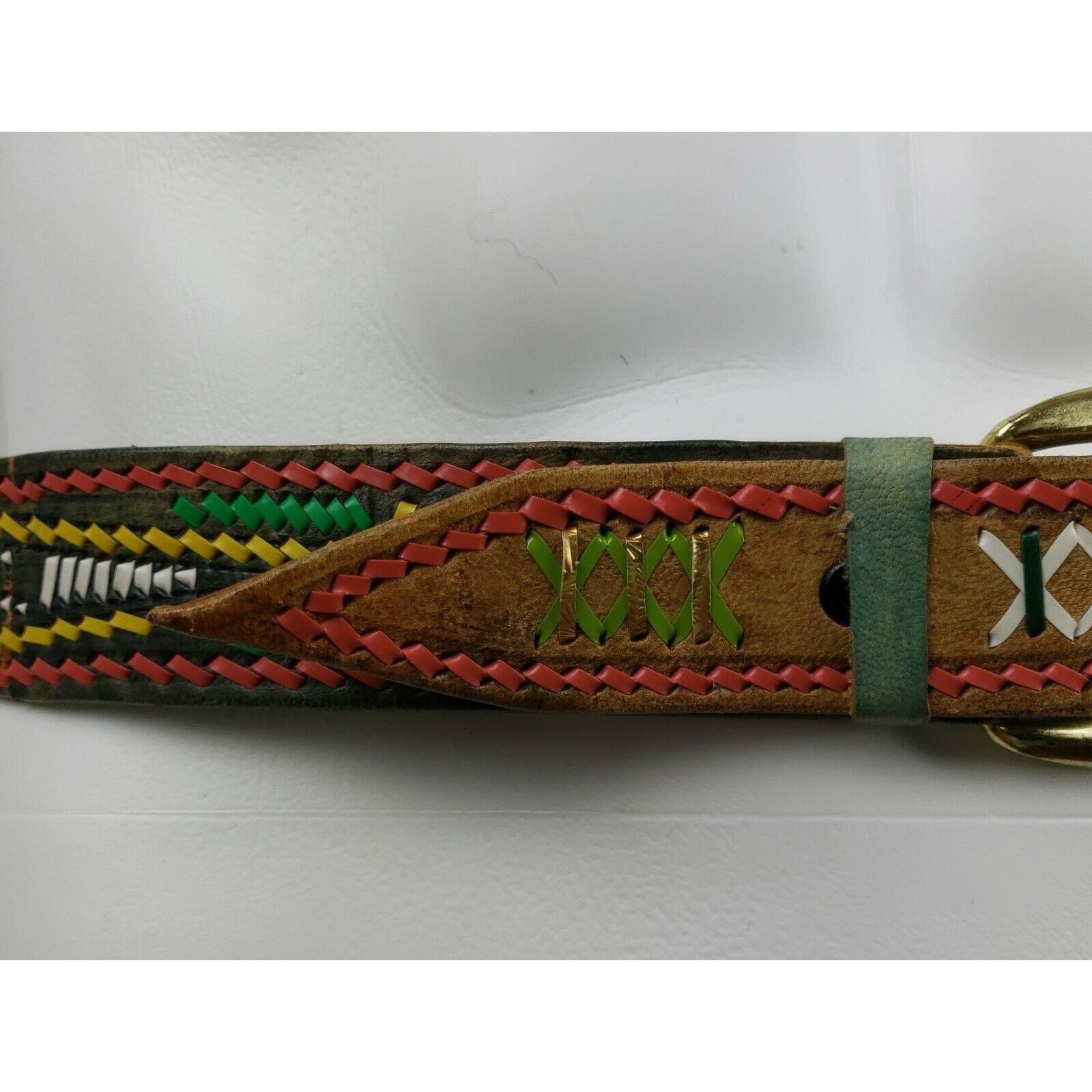 Handmade Western Elk Hide Leather Belt Lot 2 Buckskin Pouch Whip Stit Size ONE SIZE - 3 Thumbnail