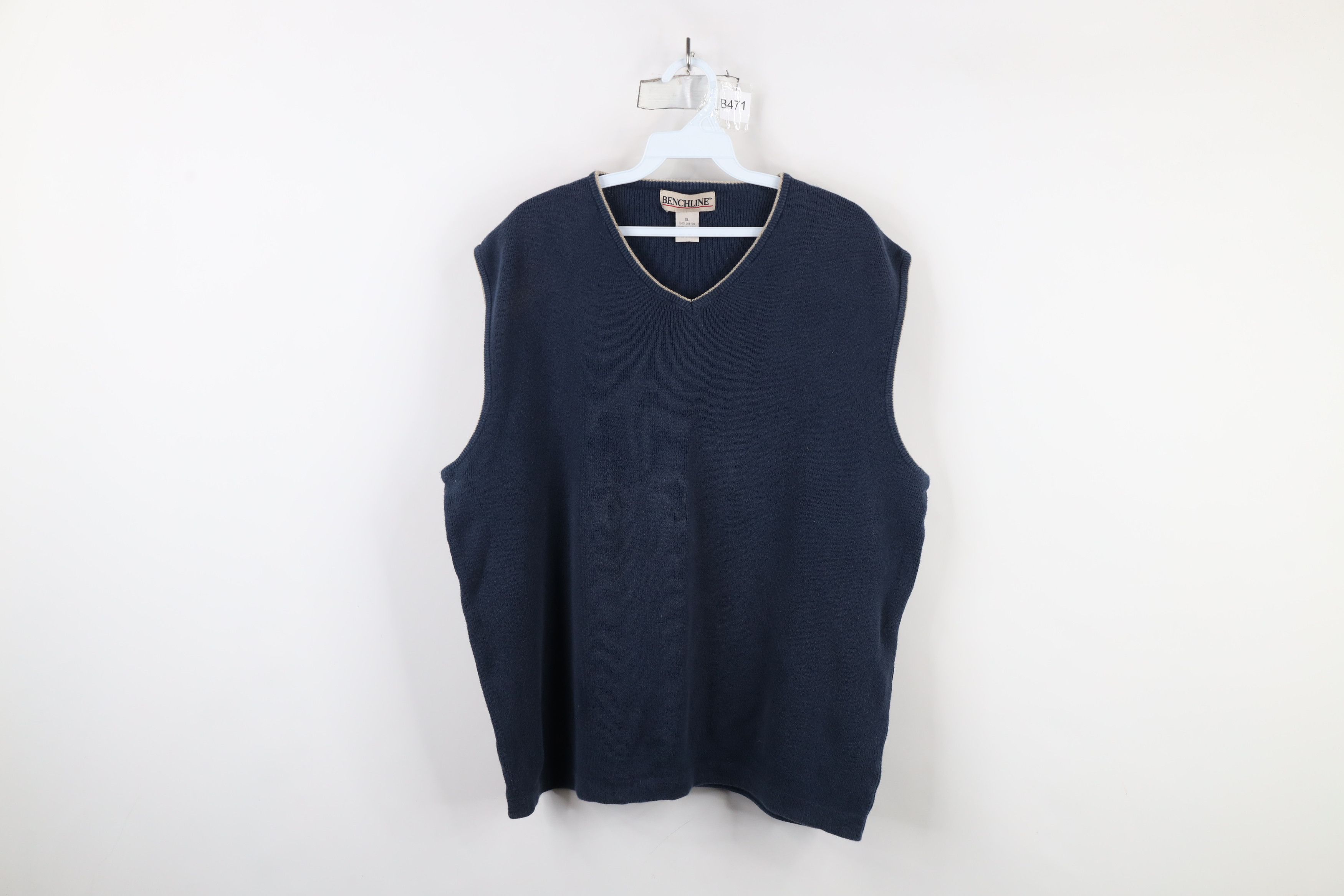 Vintage Vintage 90s Streetwear Blank Cotton Ribbed Knit Sweater Vest Size US XL / EU 56 / 4 - 1 Thumbnail