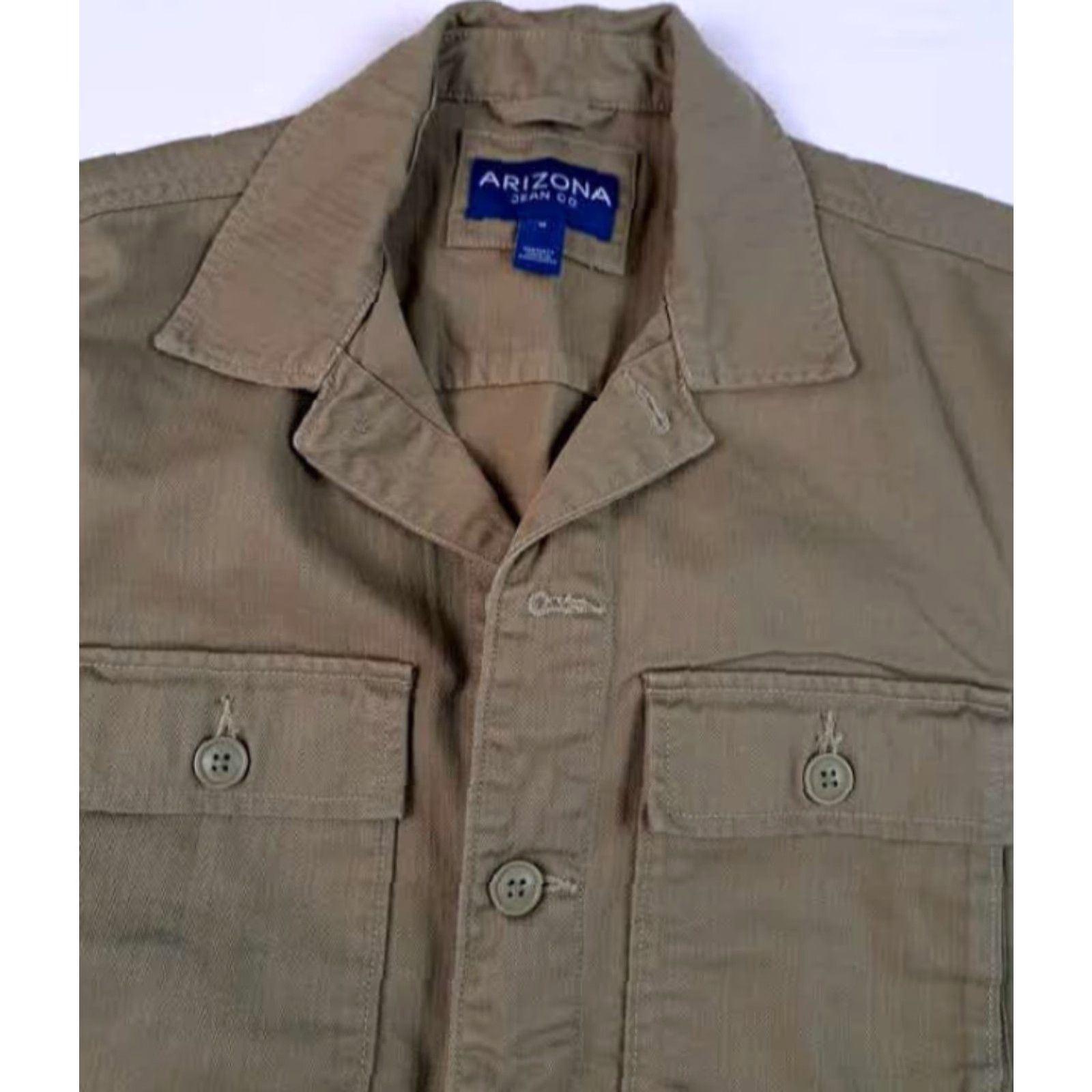 Vintage Arizona Jeans Shirt Button-Up Men Medium Tan Brown Cotton Canvas Short Sleeve Button-Up 29in Long All Seasons Outdoors Pockets Regular Size M Size US M / EU 48-50 / 2 - 4 Thumbnail