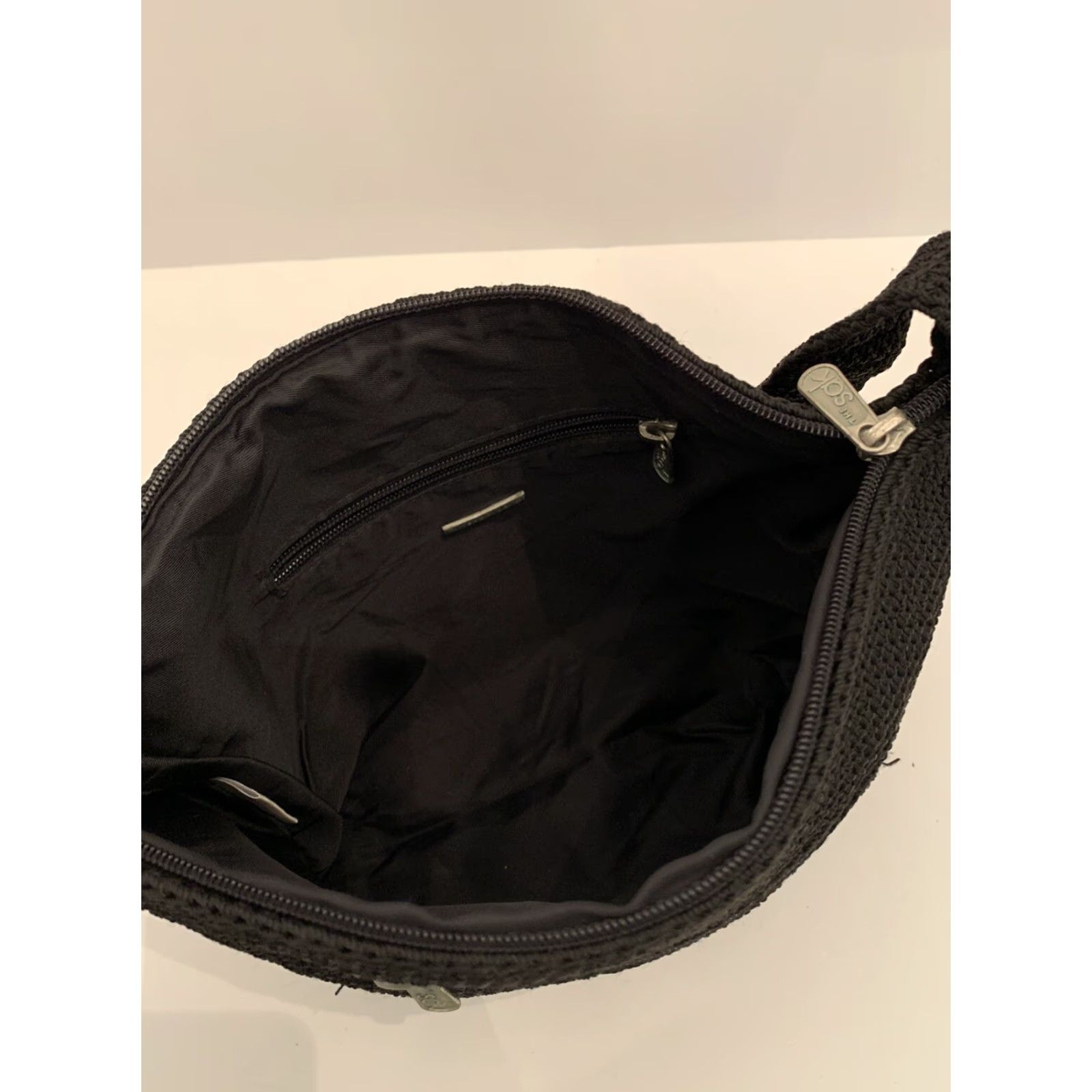 The Sak The Sak Black Crochet Shoulder Bag Zip Top Interior and Exterior Zip Pockets Size S / US 4 / IT 40 - 7 Thumbnail