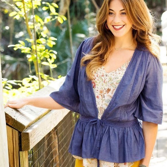 Other Matilda Jane Hour by Hour Chambray Blue Jacket L Spring Summ Size L / US 10 / IT 46 - 1 Thumbnail