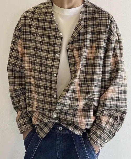 Japanese Brand Outdoor retro dyed plaid check frayed button up shirt Size US L / EU 52-54 / 3 - 6 Thumbnail