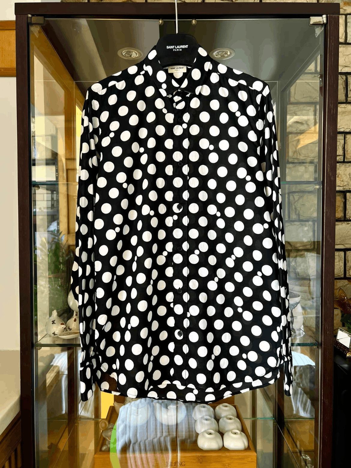 Saint Laurent Paris Sz 37 Saint Laurent Paris White Poke Dots Shirts-2507 Size US S / EU 44-46 / 1 - 7 Thumbnail
