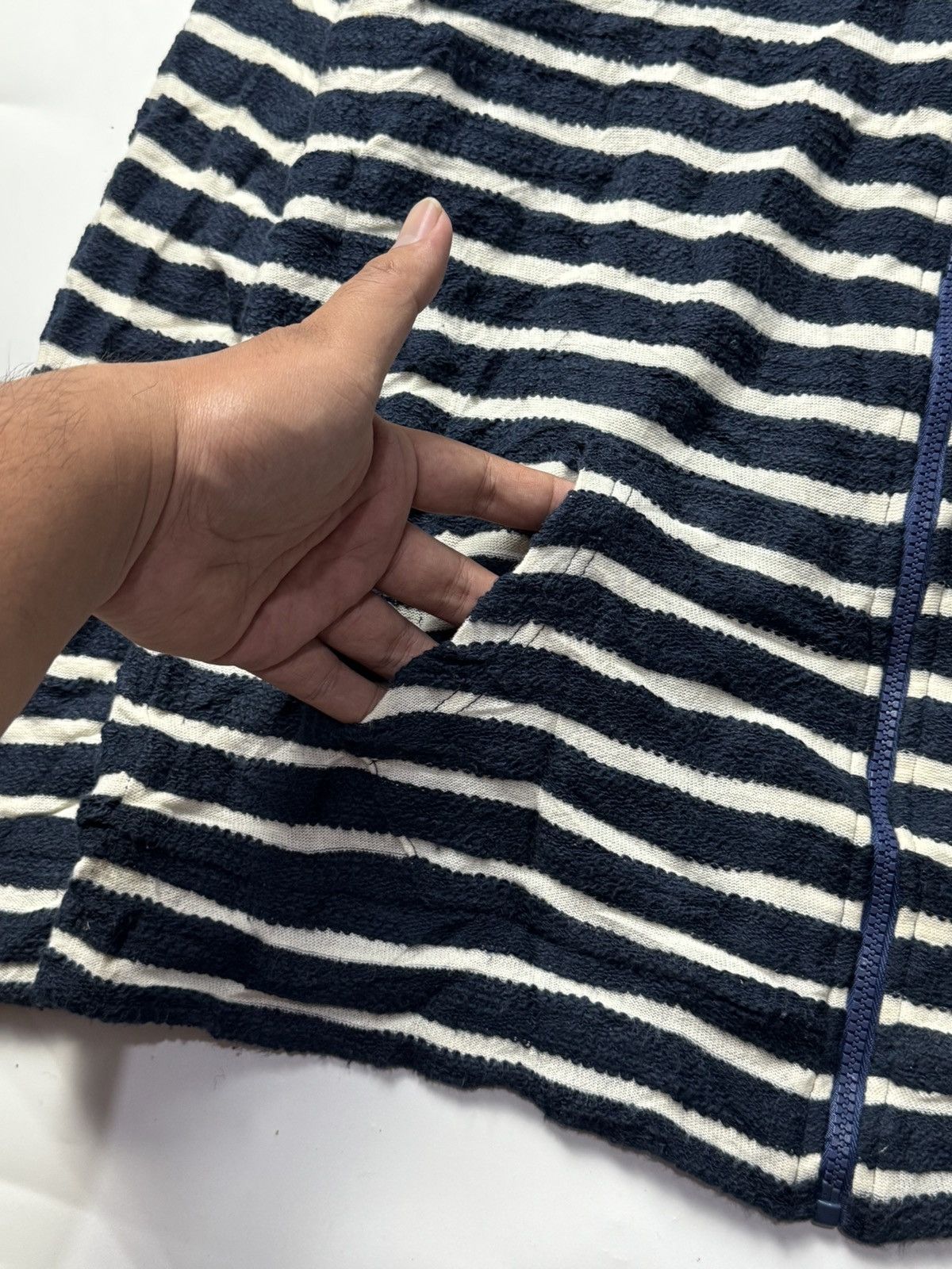 If Six Was Nine × Japanese Brand × Le Grande Bleu (L.G.B.) Fur Hoodie Striped Japanese Styled Size US L / EU 52-54 / 3 - 4 Thumbnail