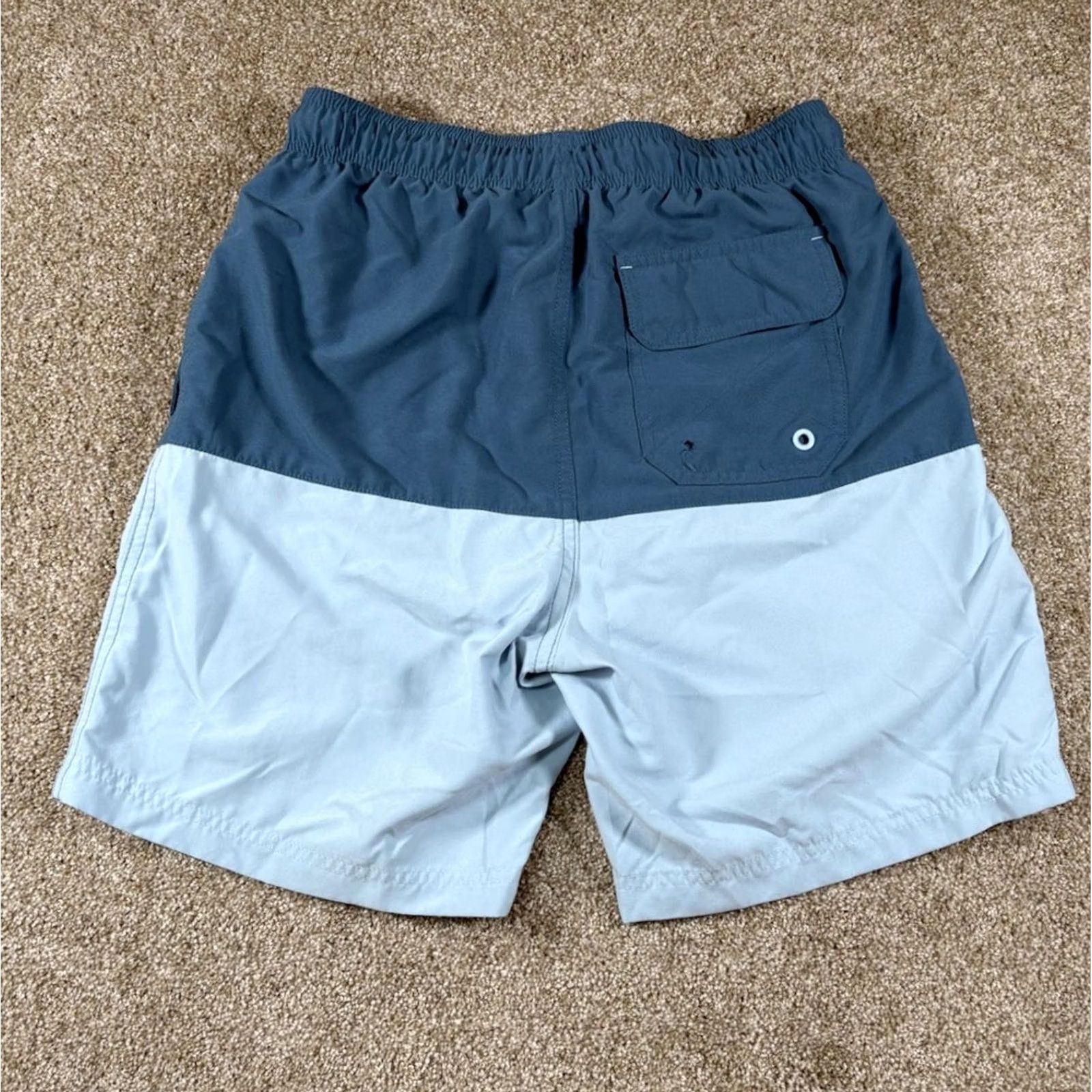 George George Men’s Swim Trunks Shorts Drawstring Pockets Blue Colorblock S Size US 29 - 2 Thumbnail