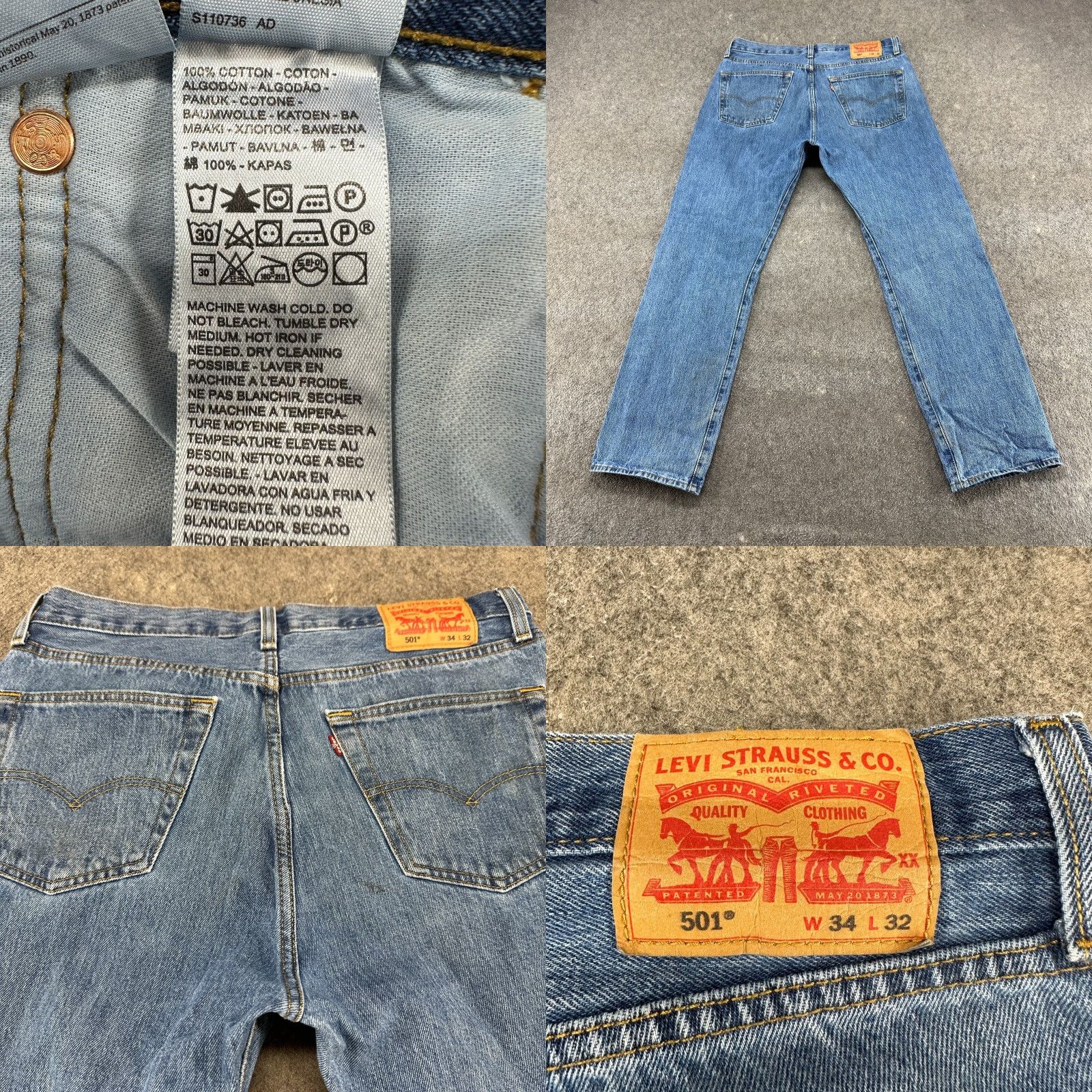 Levi's VINTAGE Levi's 501 Jeans Mens 34x32 Blue Light Distressed Straight Regular Style Retro 5-Pocket Mens Jeans Size US 34 / EU 50 - 8 Thumbnail