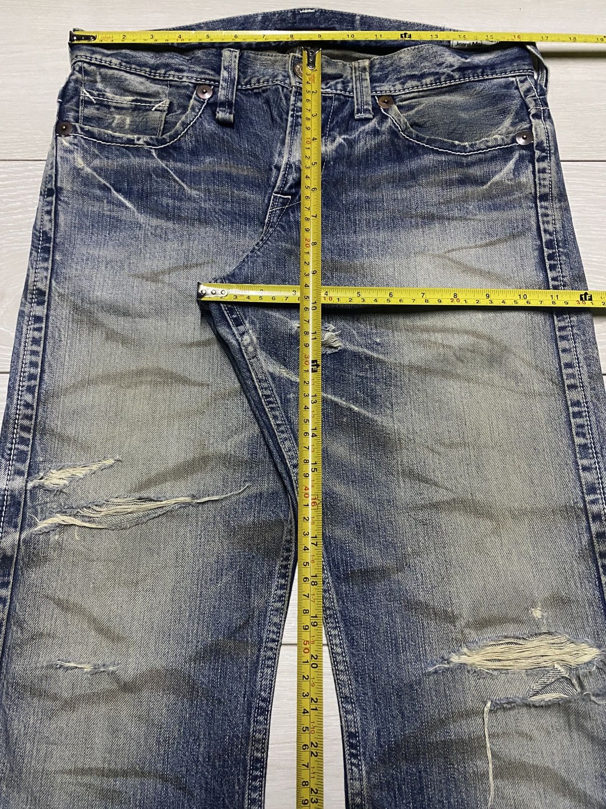 Tornado Mart Vintage BlueWay Garment Jeans Maker Crack Wash Flare Jeans Size US 33 - 17 Thumbnail