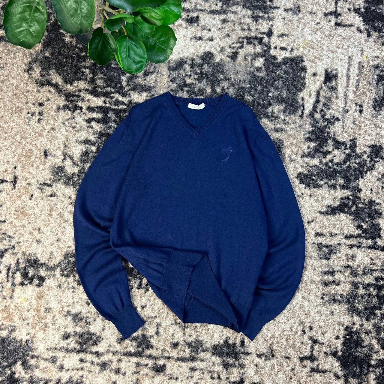 Versace Versace Mini Logo Luxury V-neck Sweater Streetwear Style Size US L / EU 52-54 / 3 - 1 Thumbnail