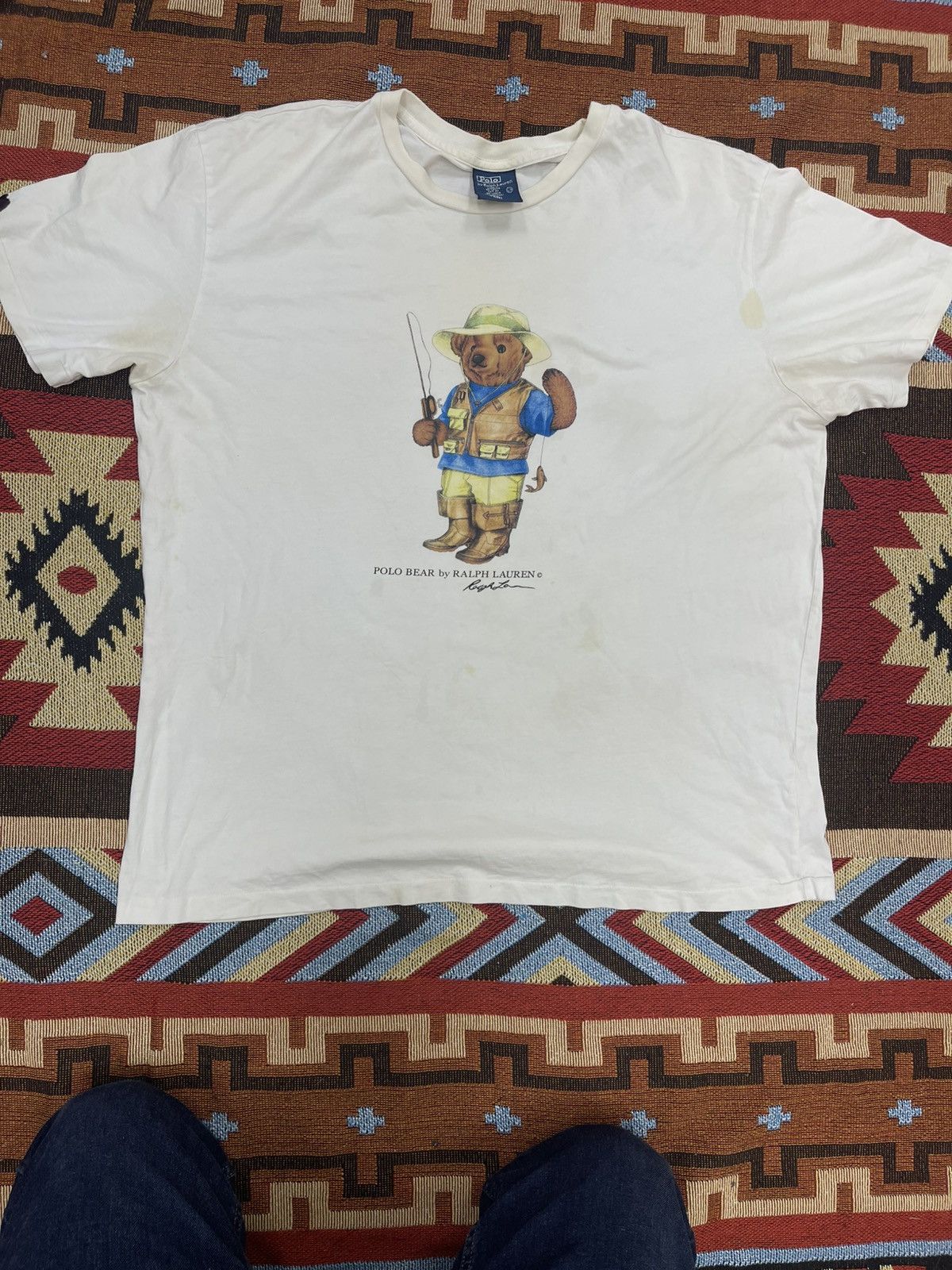 Polo Ralph Lauren × Vintage 90s POLO RALPH LAUREN FISHING BEAR TEE Size US L / EU 52-54 / 3 - 1 Thumbnail